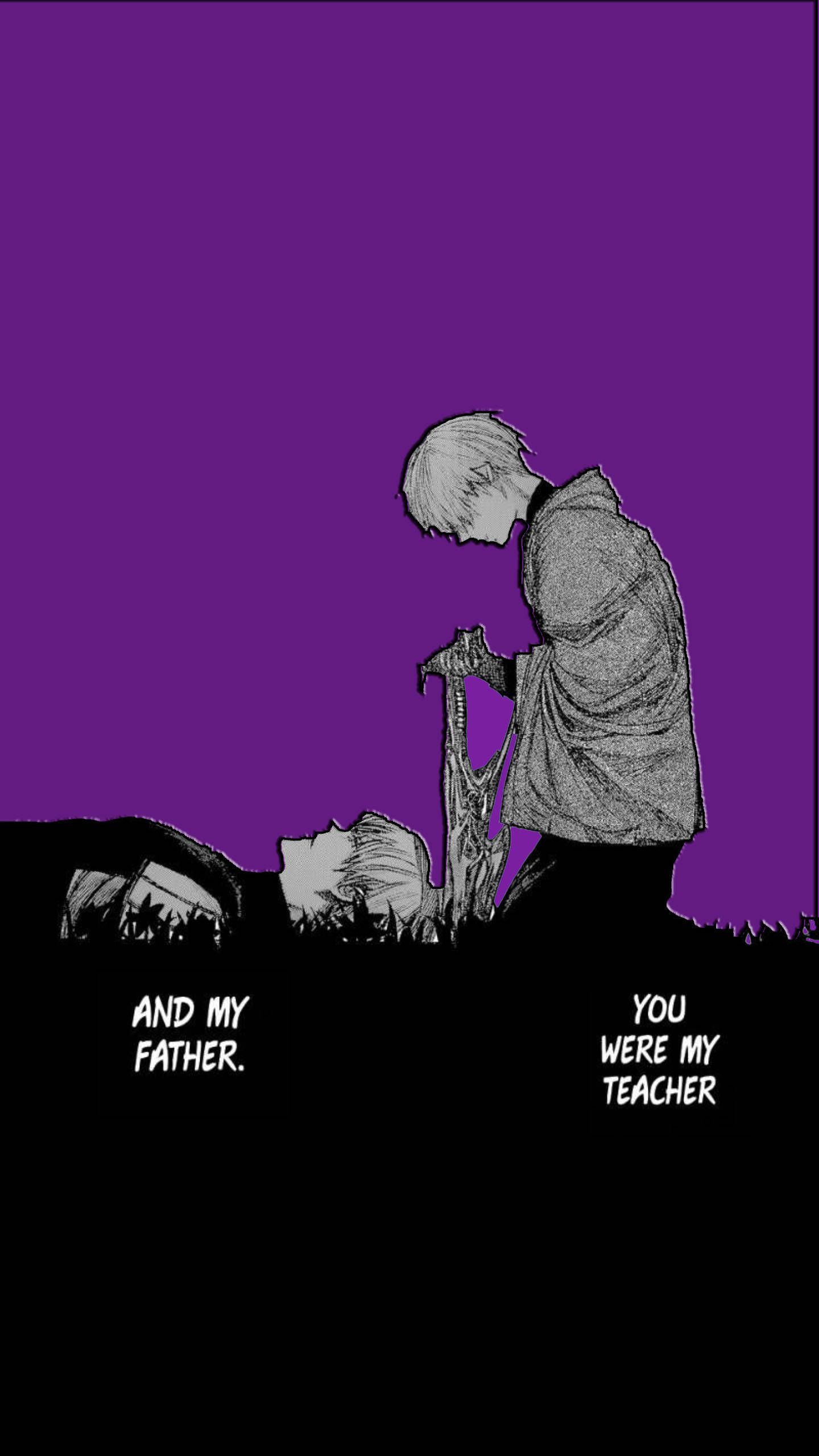 Tokyo Ghoul Aesthetic, deep purple sky, silhouette, 2K Phone Wallpaper