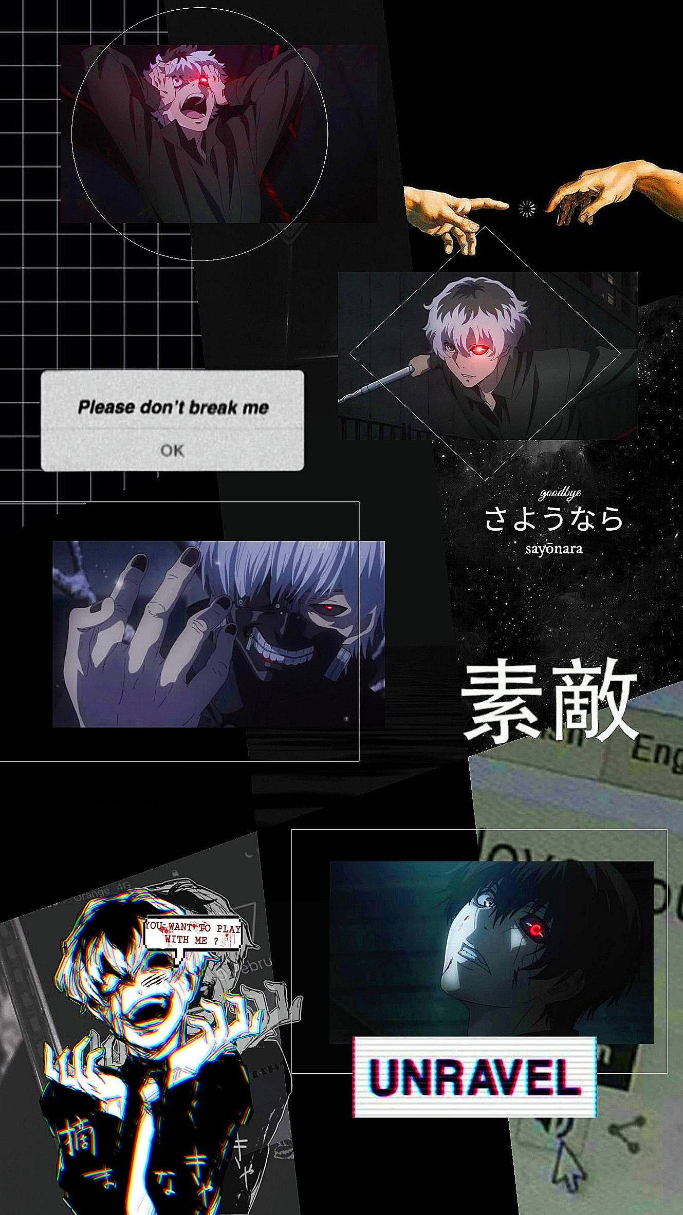 Tokyo Ghoul Aesthetic, red eyes, glitch effects, Full HD Phone Wallpaper