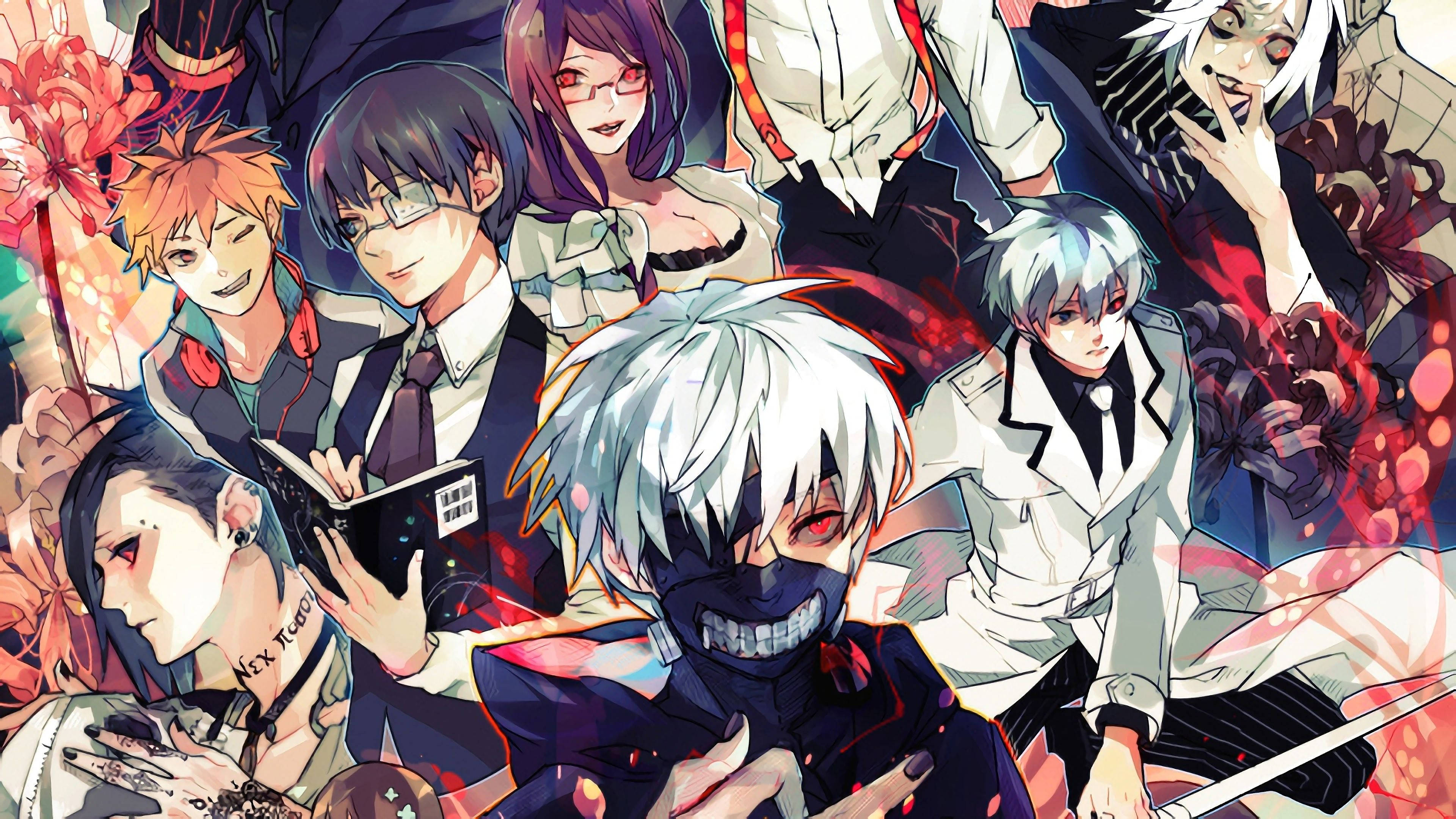 Tokyo Ghoul Characters, anime, fan art, 4K Desktop Wallpaper