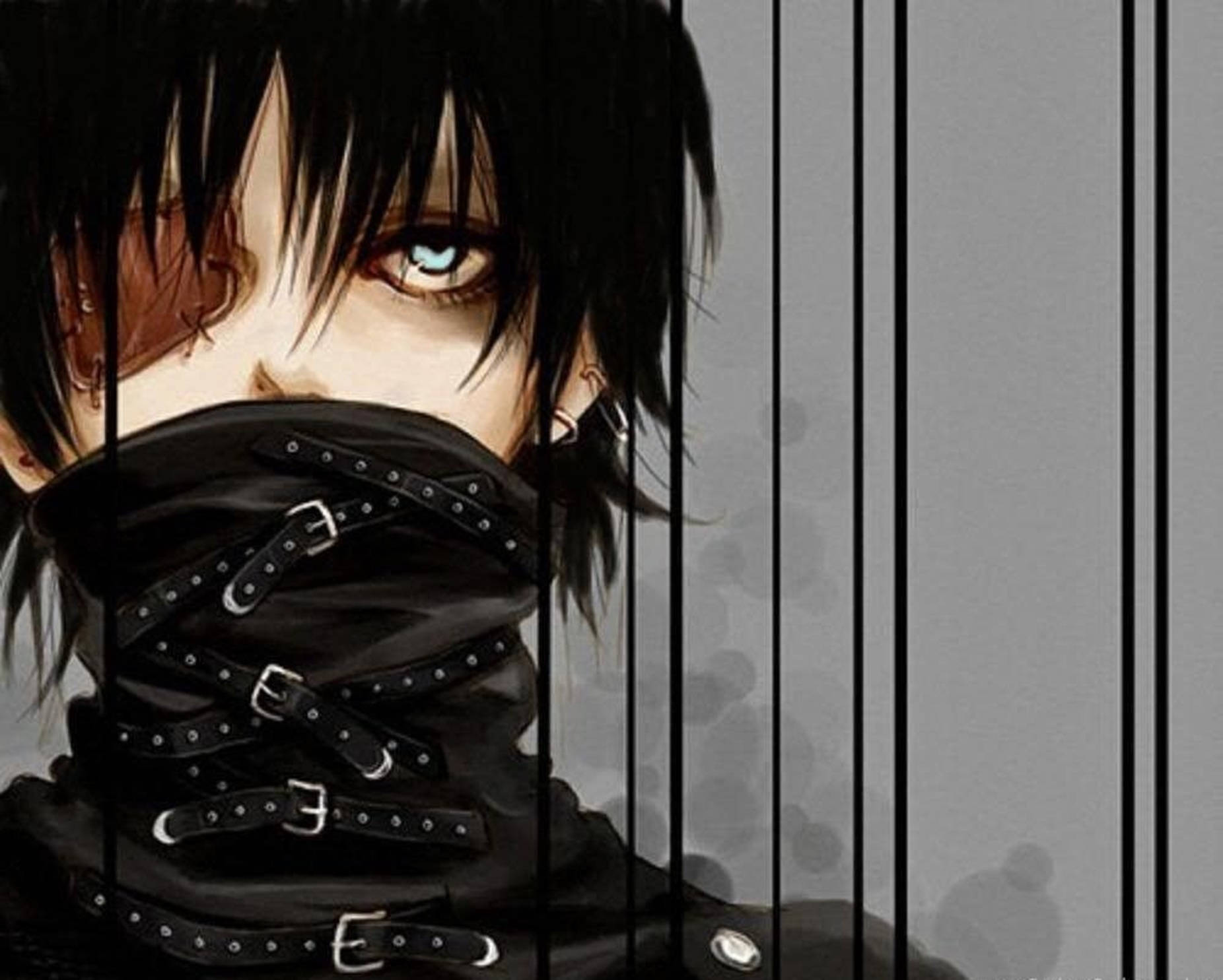 Tokyo Ghoul, dark-haired anime character, one blue eye, HD Desktop Wallpaper