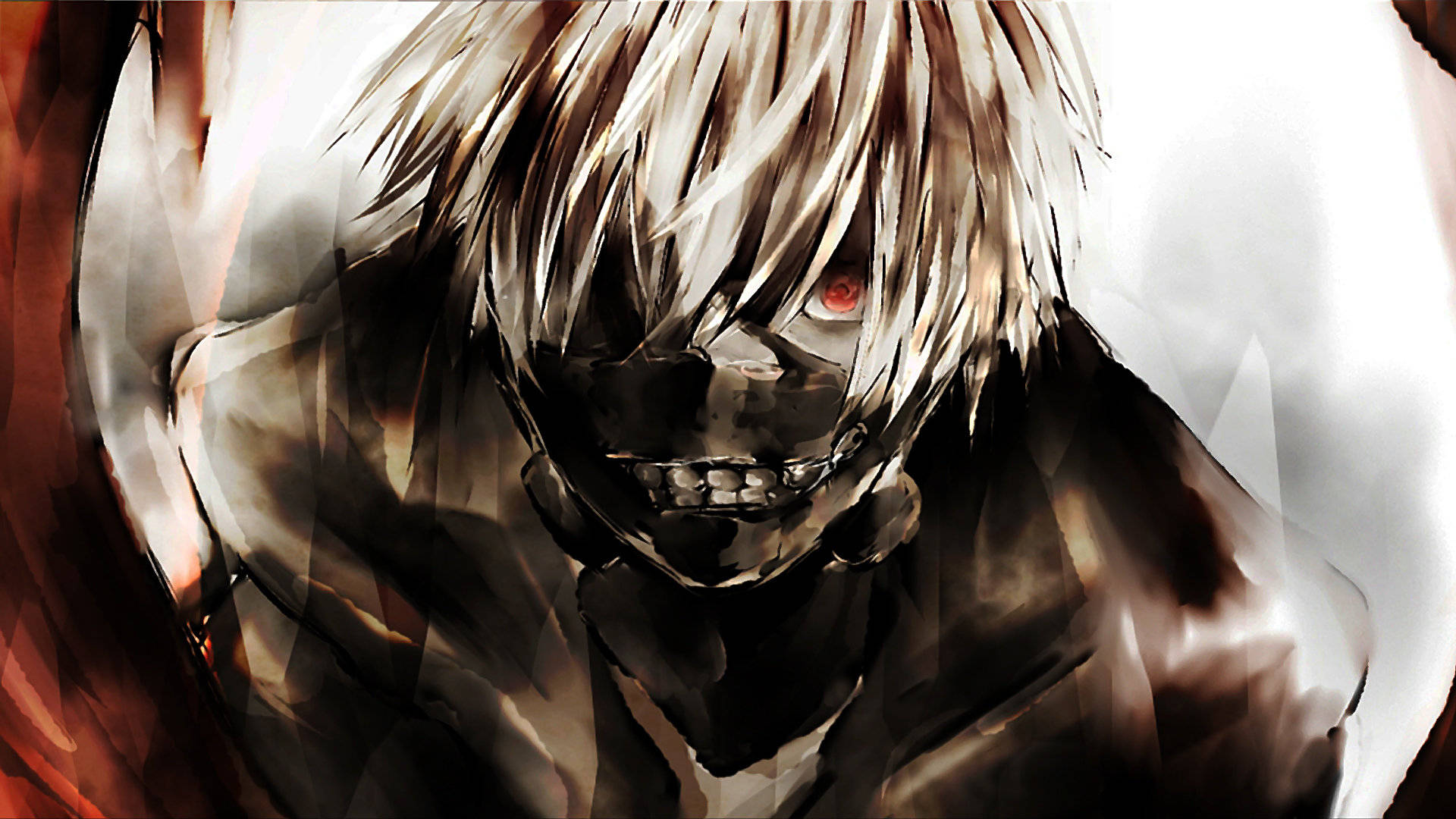Tokyo Ghoul Characters, white hair, red eye, Full HD Desktop Wallpaper