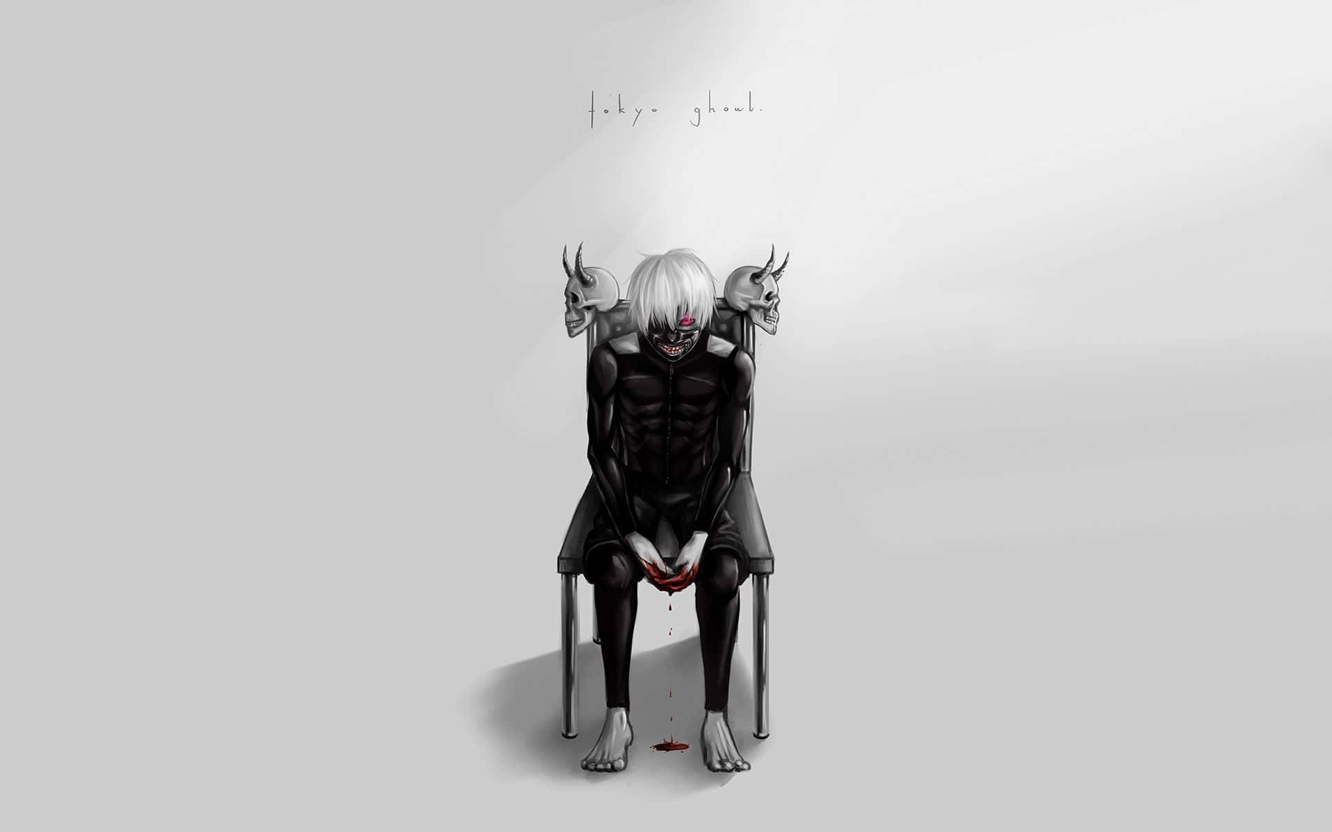 Tokyo Ghoul, white hair, skulls, Full HD Desktop Wallpaper