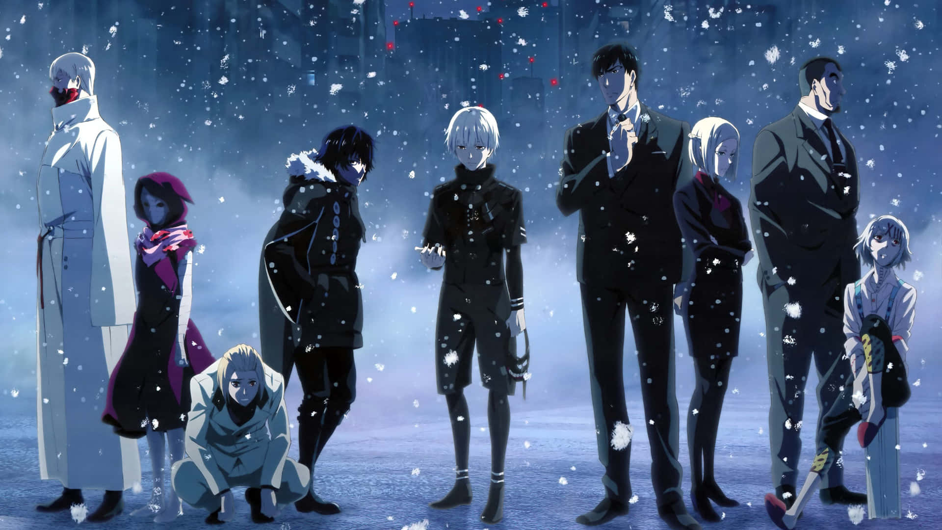 Tokyo Ghoul, anime characters, dark winter coats, Full HD Desktop Wallpaper