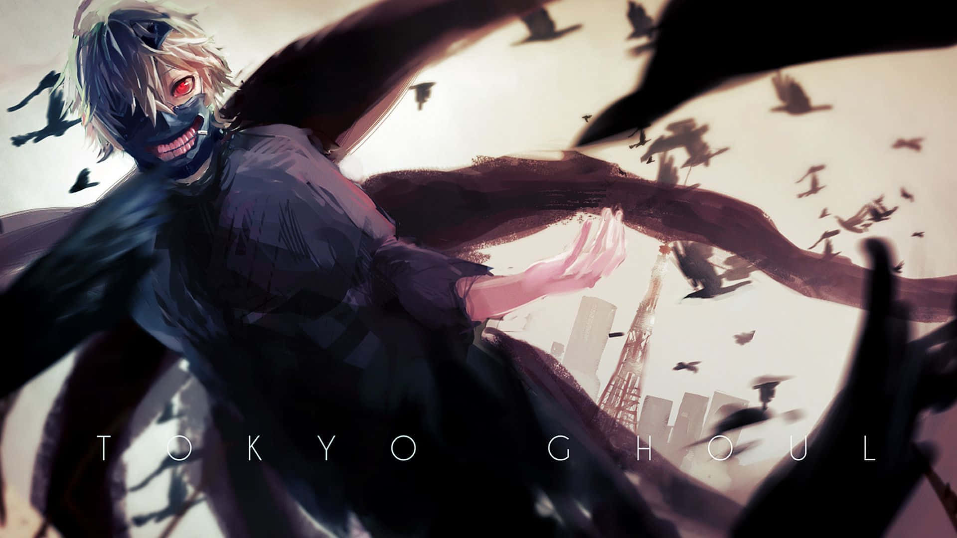 Tokyo Ghoul, masked anime character, red eyes, Full HD Desktop Wallpaper