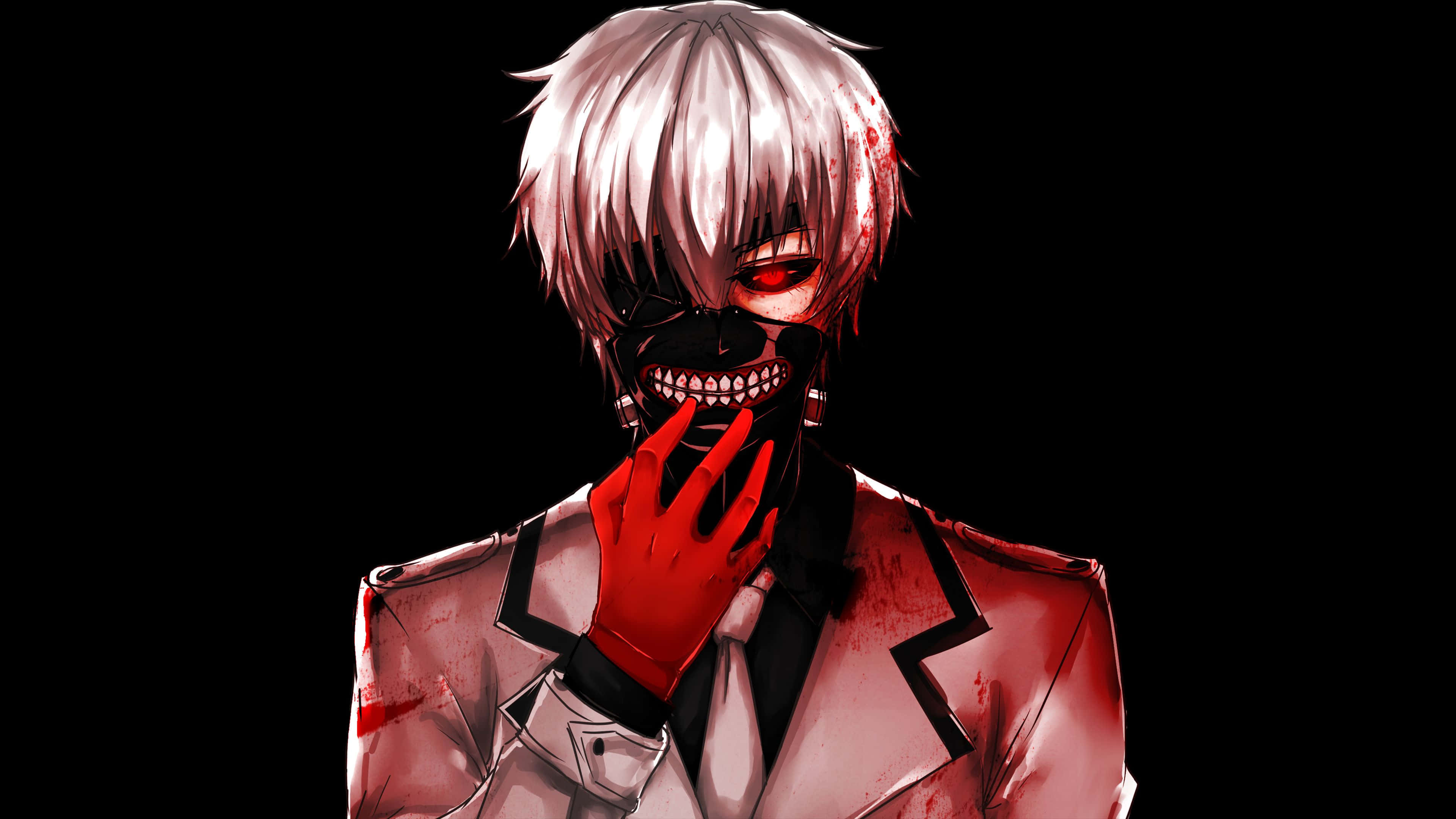 Tokyo Ghoul, white hair, red eyes, 4K Desktop Wallpaper