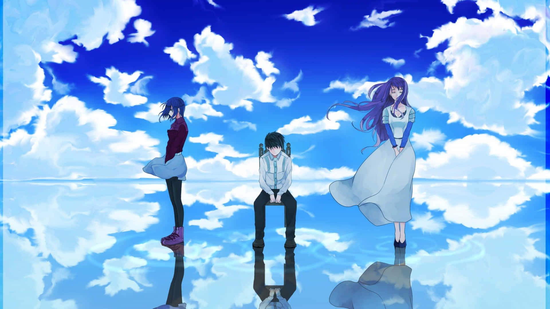 Tokyo Ghoul Desktop, anime girls, clouds, Full HD Desktop Wallpaper