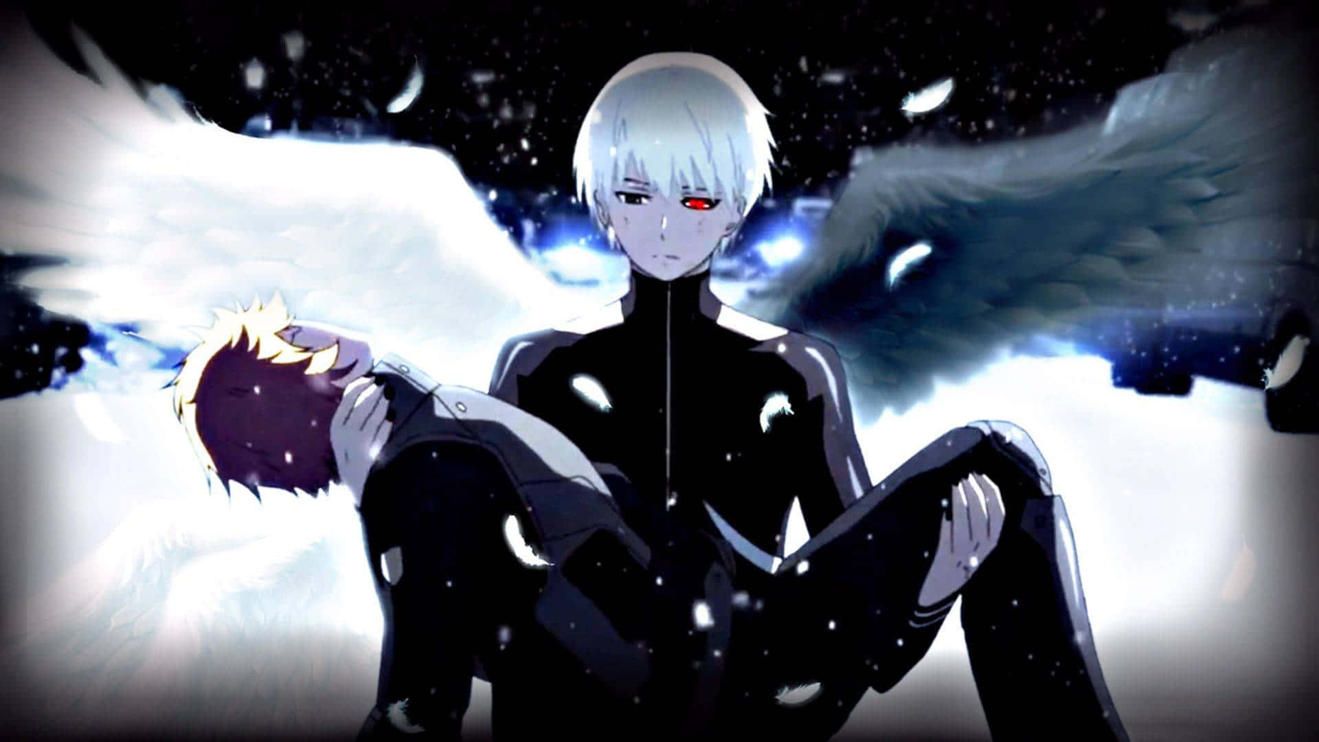 Tokyo Ghoul, white hair, red eyes, Full HD Desktop Wallpaper
