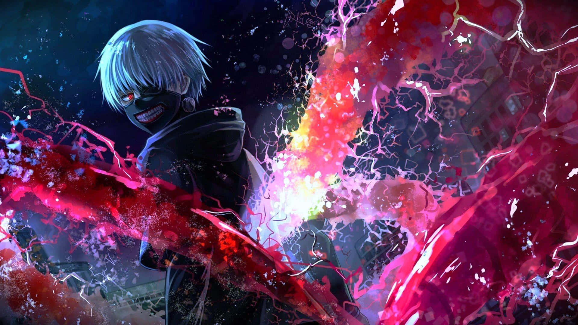 Tokyo Ghoul, white hair, red eyes, Full HD Desktop Wallpaper