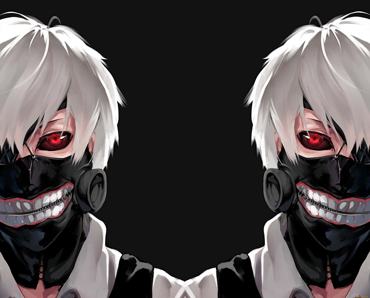 Tokyo Ghoul, white hair, red eyes, SD Desktop Wallpaper