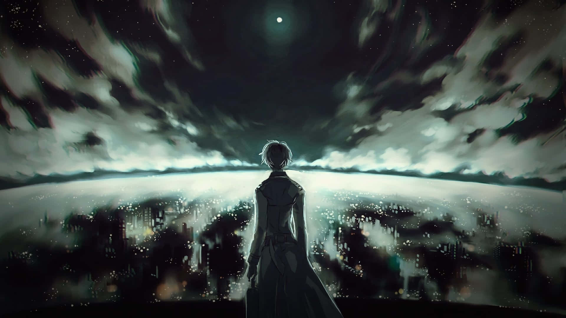 Tokyo Ghoul, anime figure, cityscape, Full HD Desktop Wallpaper