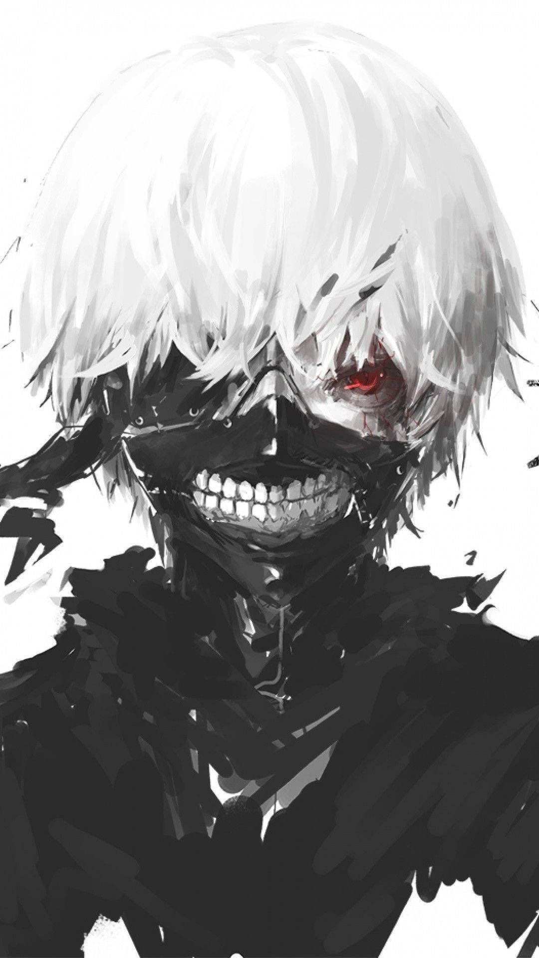 Tokyo Ghoul, white hair, black mask, Full HD Phone Wallpaper