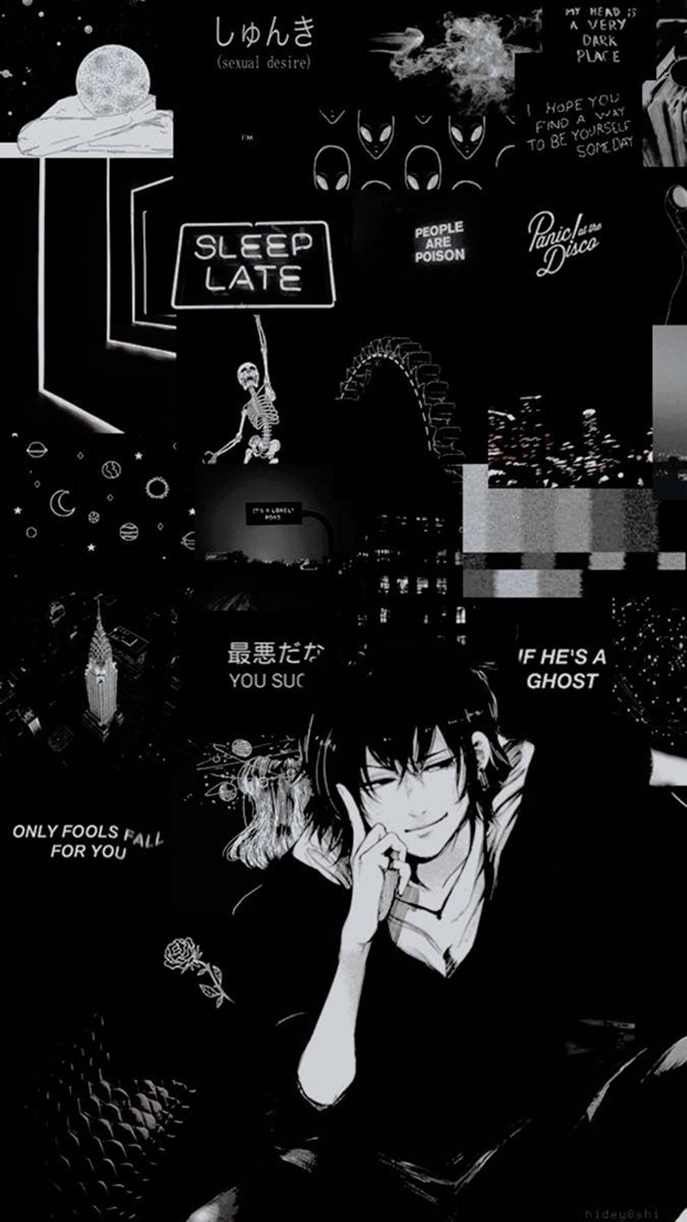 Tokyo Ghoul, ghost aesthetic, black and white anime collage, HD Phone Wallpaper