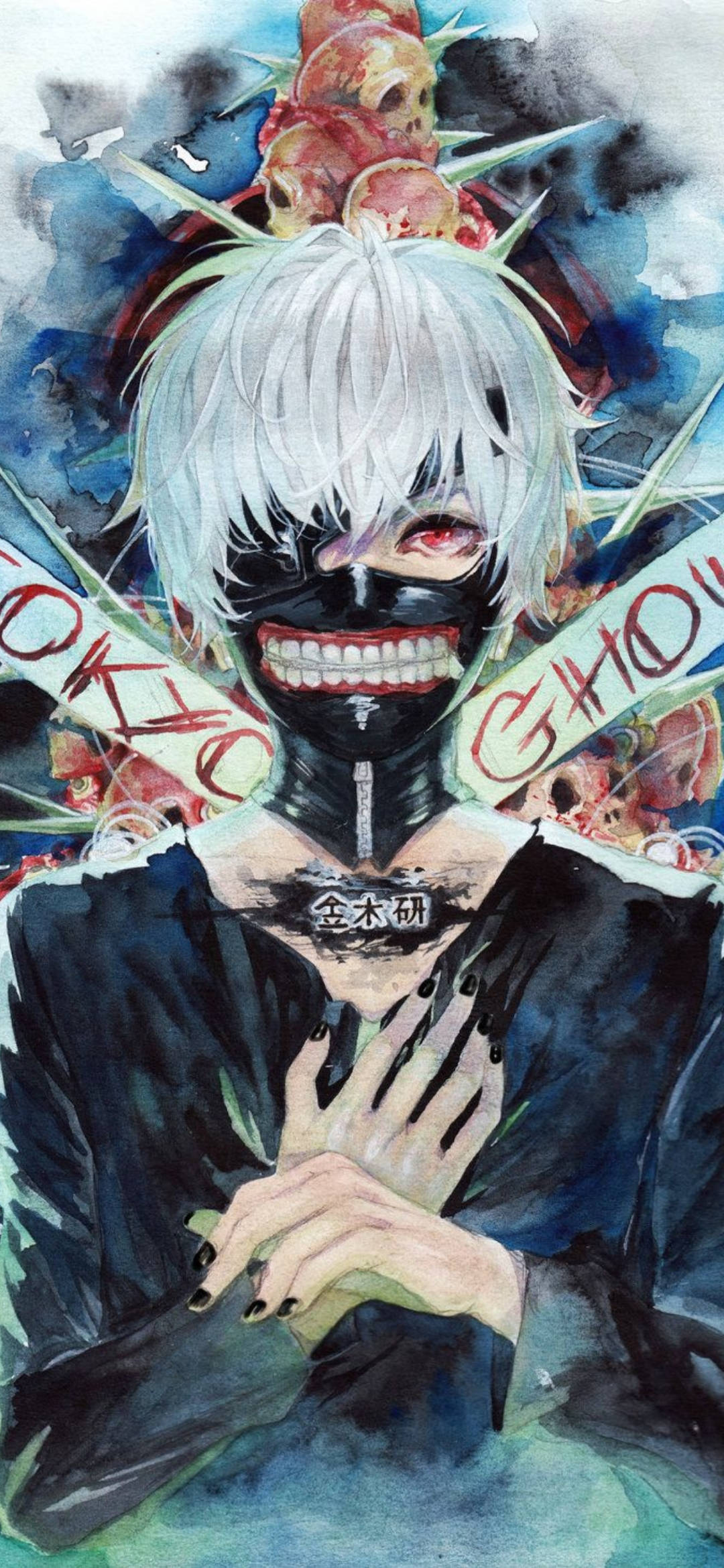Tokyo Ghoul, white hair, black mask, Full HD Phone Wallpaper