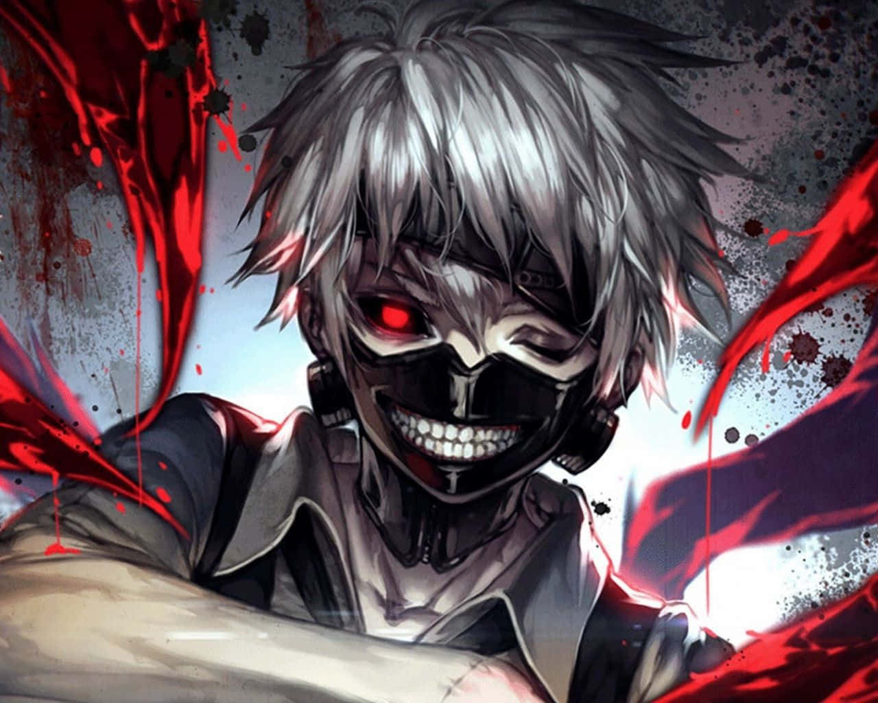 Tokyo Ghoul, white hair, glowing red eyes, HD Desktop Wallpaper