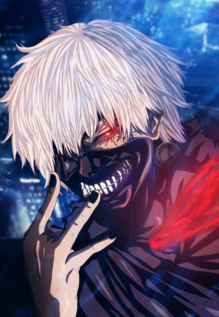 Tokyo Ghoul, white-haired anime character, red eye, SD Phone Wallpaper