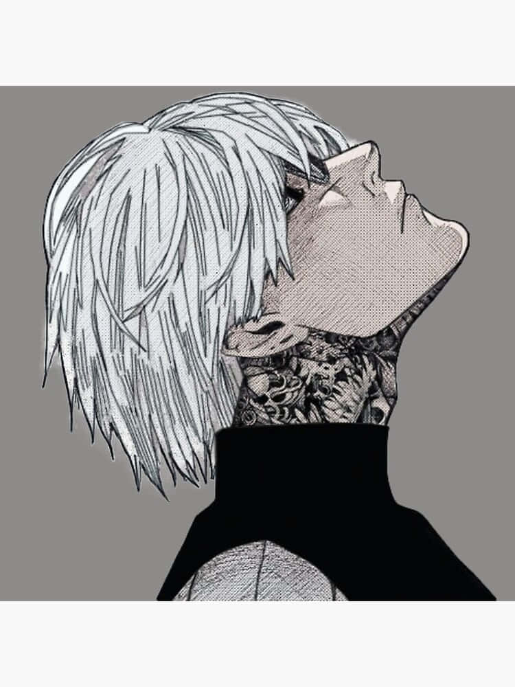Tokyo Ghoul, spiky white hair, neck tattoo, SD Phone Wallpaper