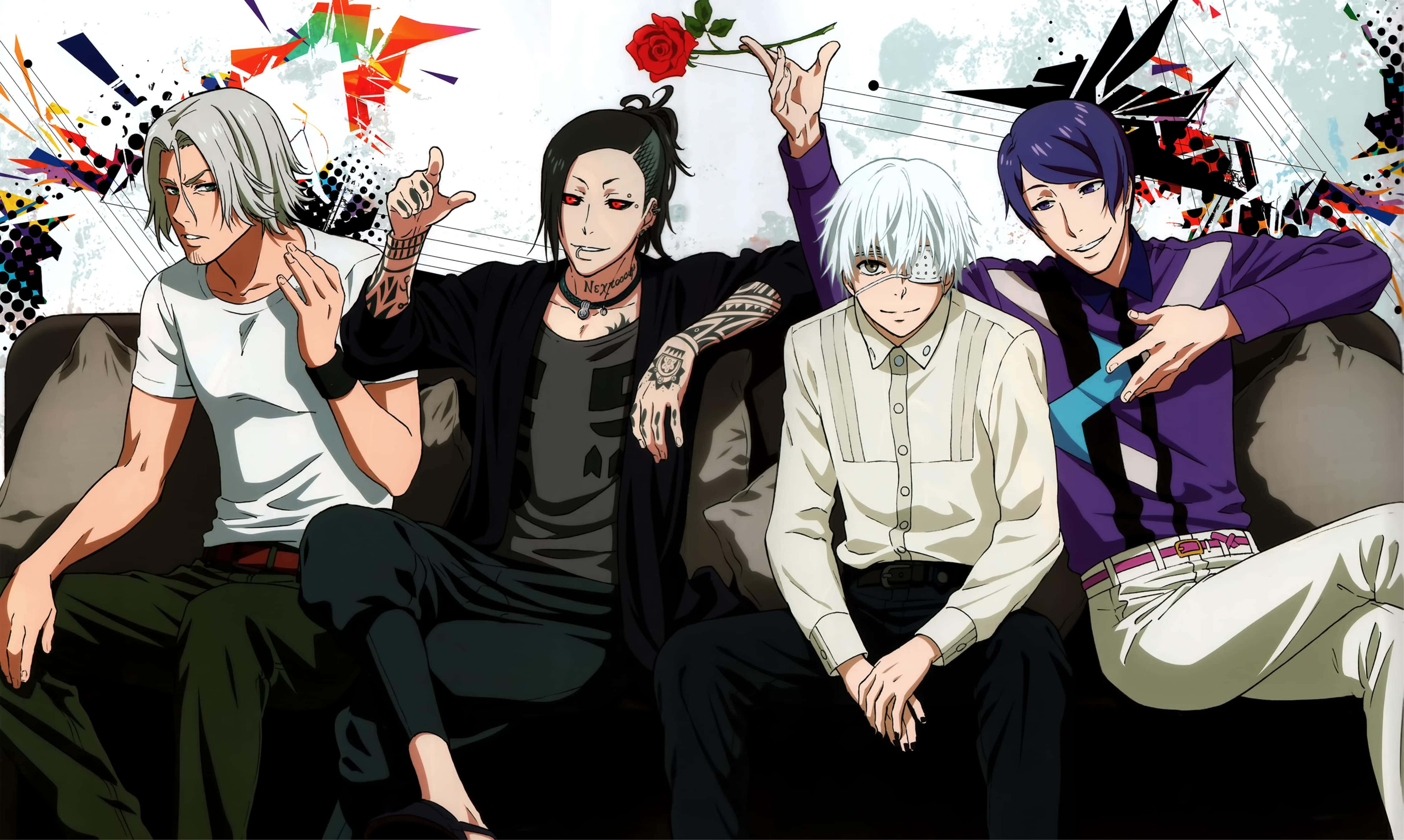 Tokyo Ghoul Uta, Uta, graffiti-style background, 4K Desktop Wallpaper