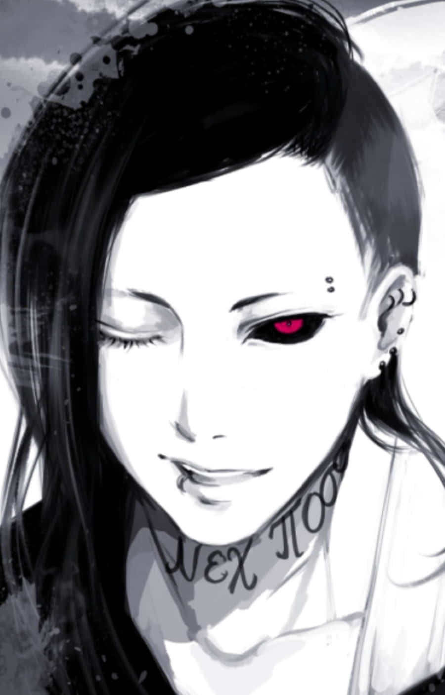 Tokyo Ghoul Uta, monochrome anime girl, glowing red eye, HD Phone Wallpaper