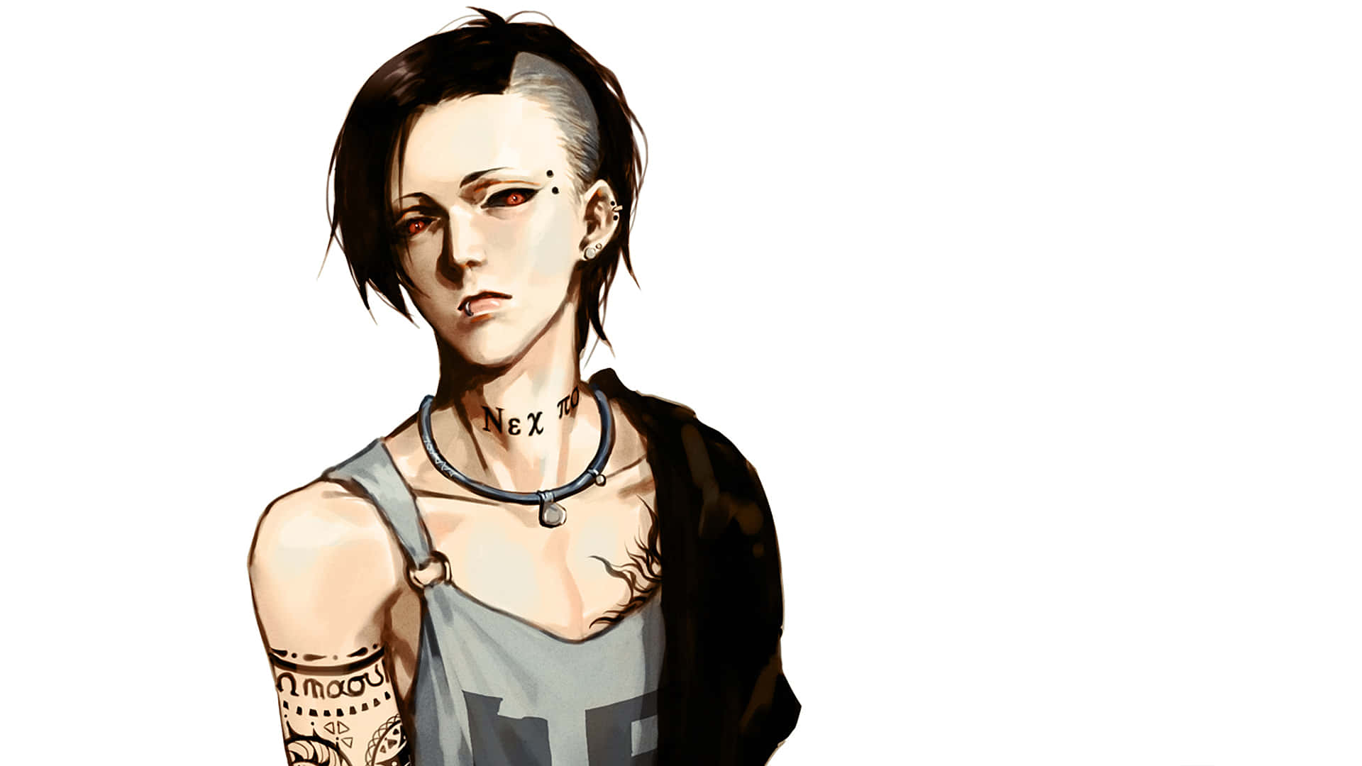 Tokyo Ghoul Uta, short dark hair, red eyes, Full HD Desktop Wallpaper