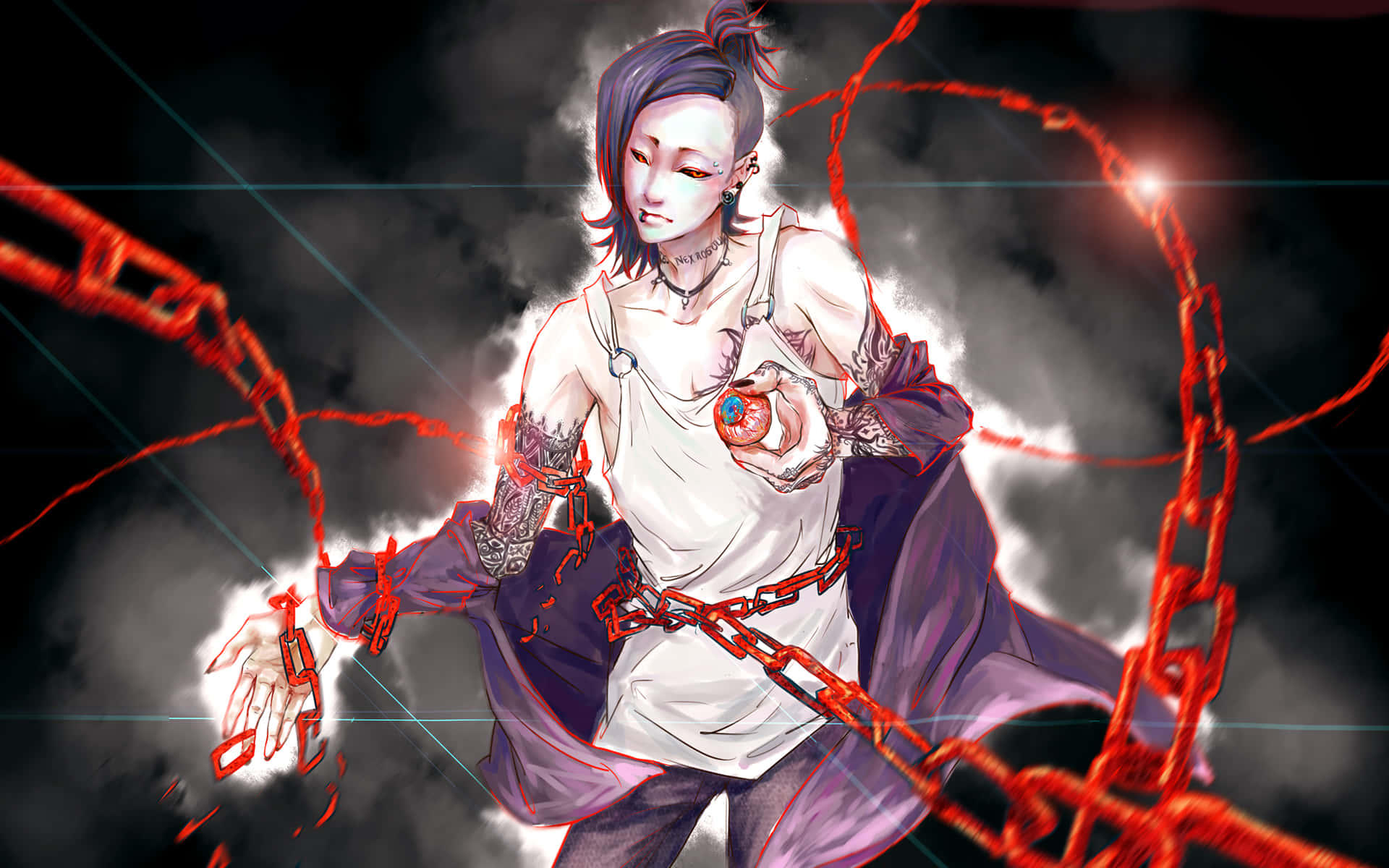 Tokyo Ghoul Uta, purple hair, glowing orb, Full HD Desktop Wallpaper