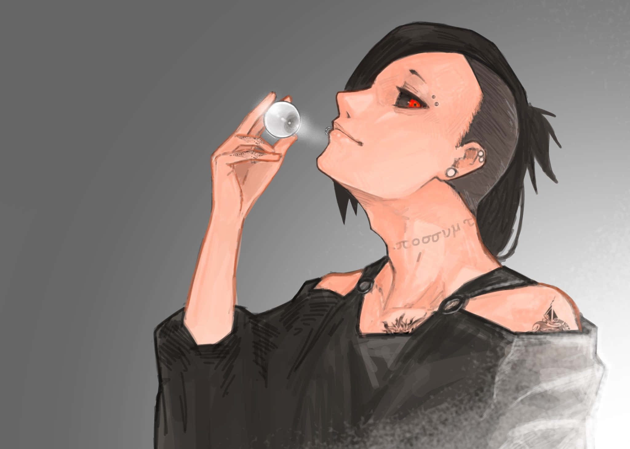 Tokyo Ghoul Uta, red eyes, tattoos, Full HD Desktop Wallpaper