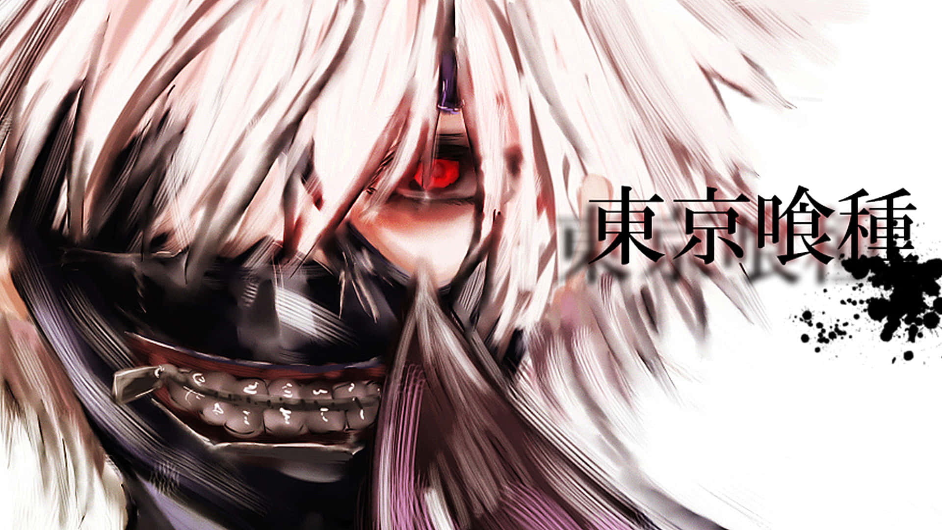 Tokyo Ghoul, white hair, red eye, Full HD Desktop Wallpaper