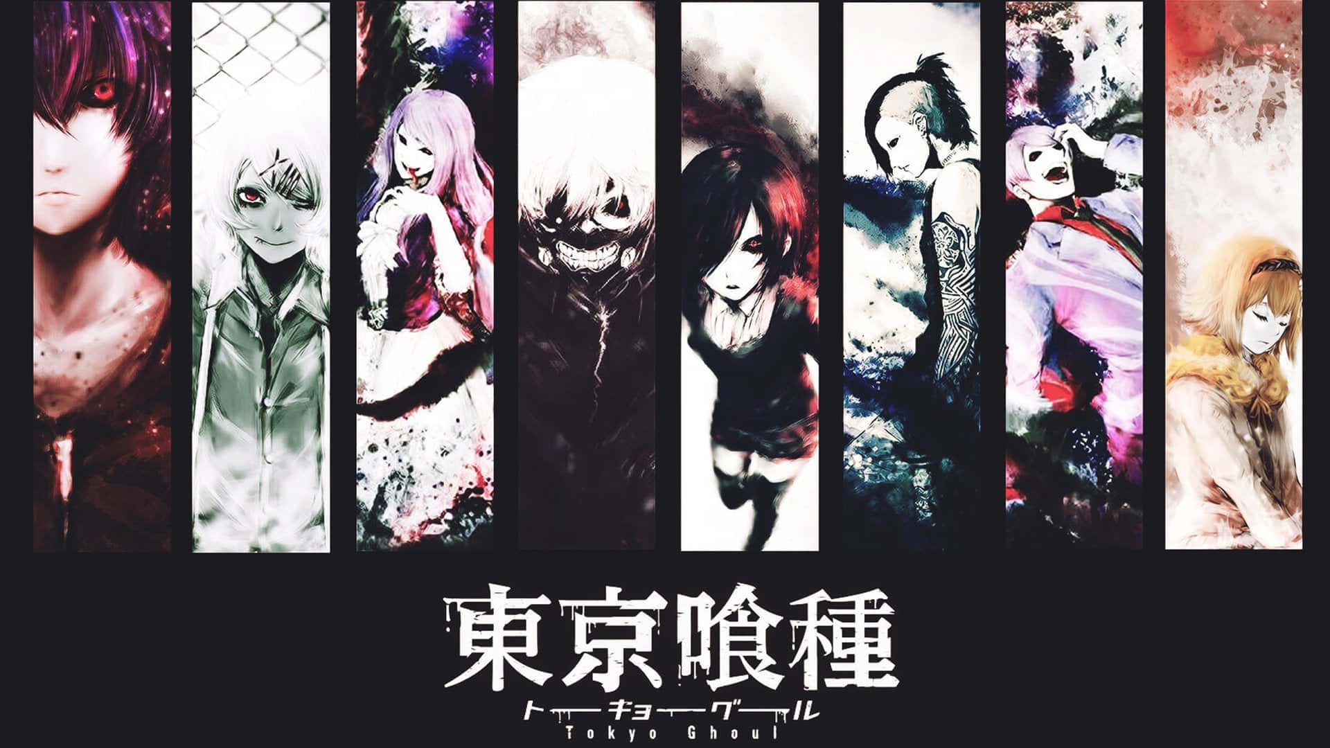 Tokyo Ghoul, anime characters, vertical panels, Full HD Desktop Wallpaper