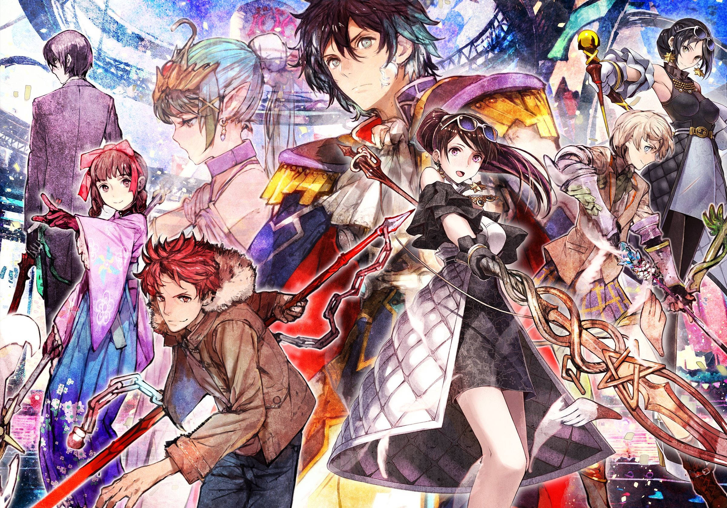 Tokyo Mirage Sessions, playable characters, glowing weapons, Full HD Desktop Wallpaper