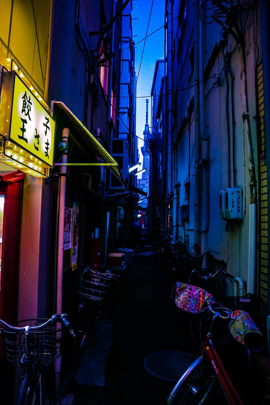 Tokyo, neon glow, yellow sign, HD Phone Wallpaper