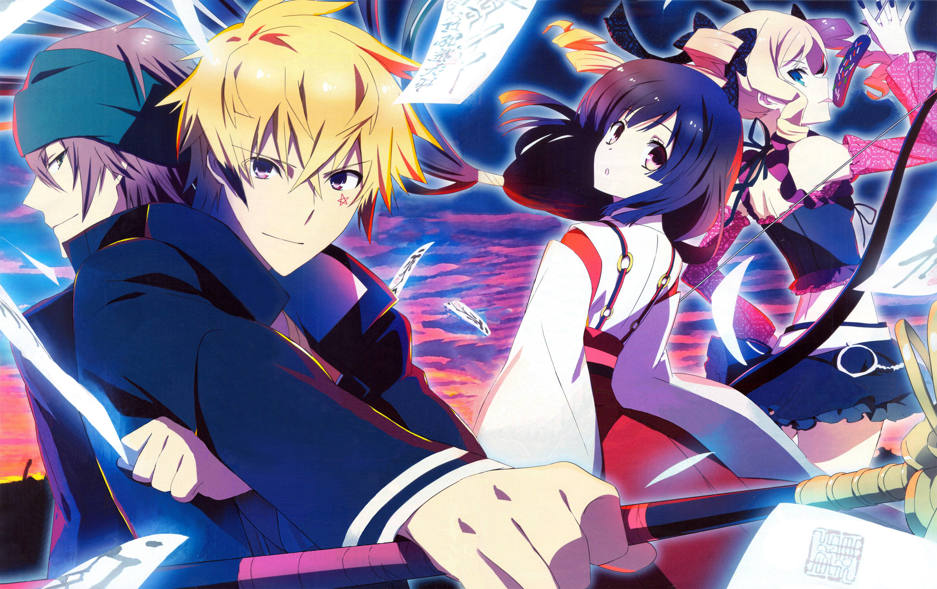 Tokyo Ravens, anime, dynamic combat pose, 2K Desktop Wallpaper