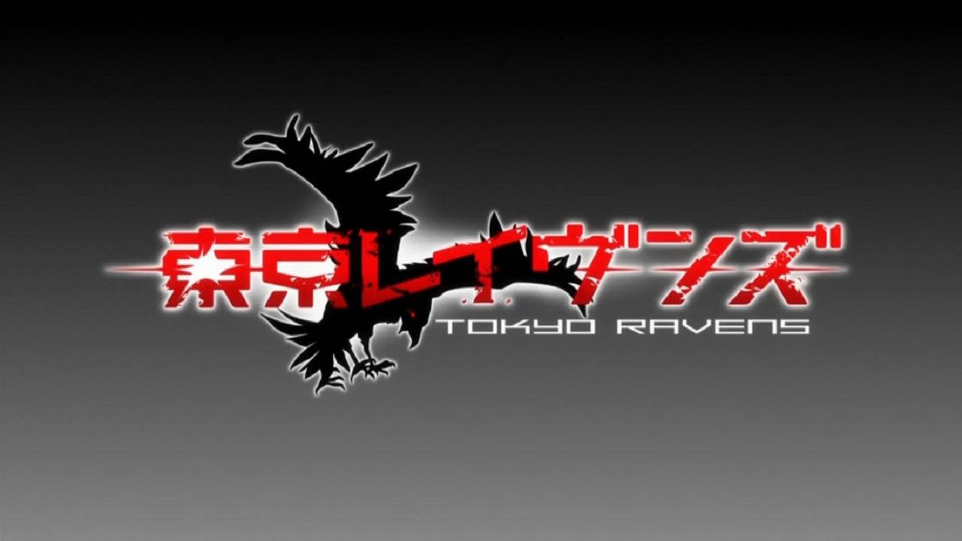 Tokyo Ravens, black raven silhouette, red Japanese text, Full HD Desktop Wallpaper