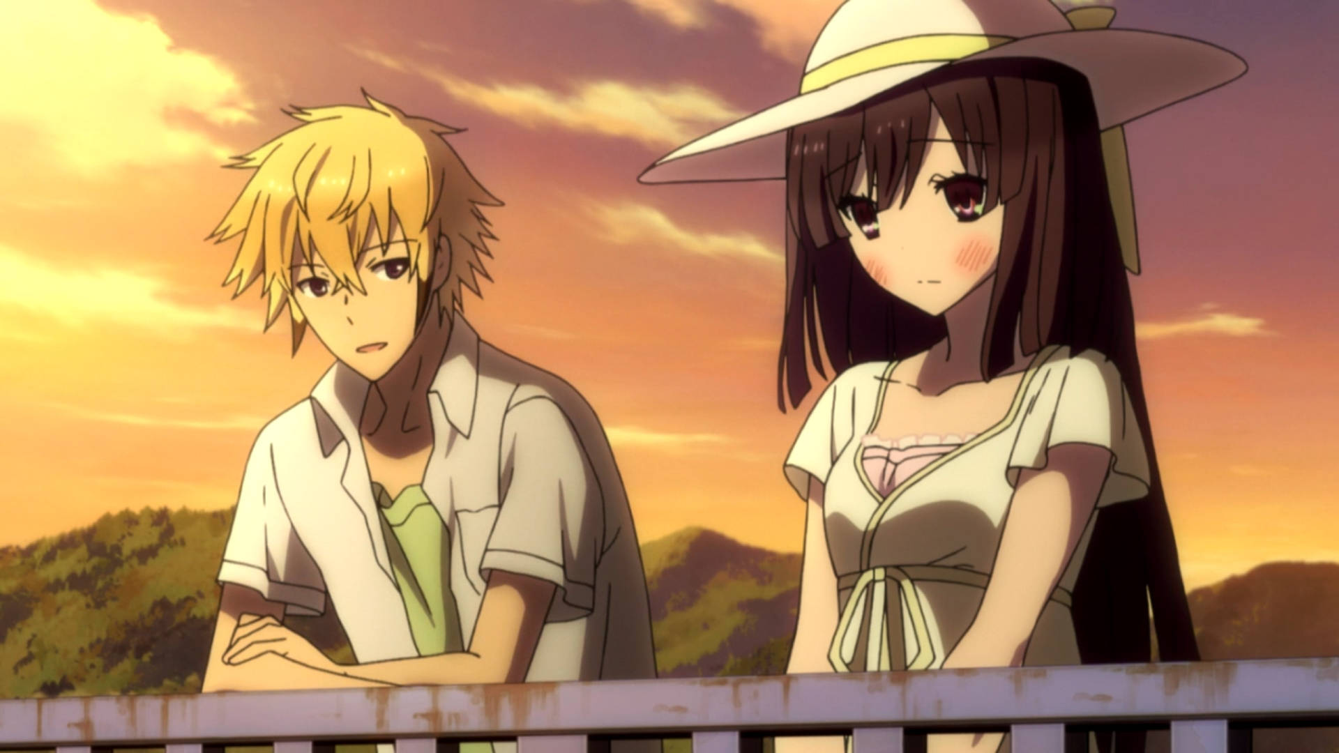 Tokyo Ravens, sunset, orange skies, Full HD Desktop Wallpaper