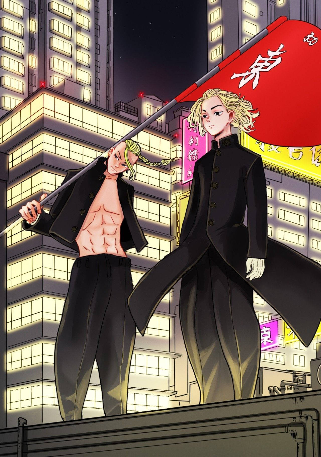 Tokyo Revengers Aesthetic, city at night, rooftop, HD Phone Wallpaper