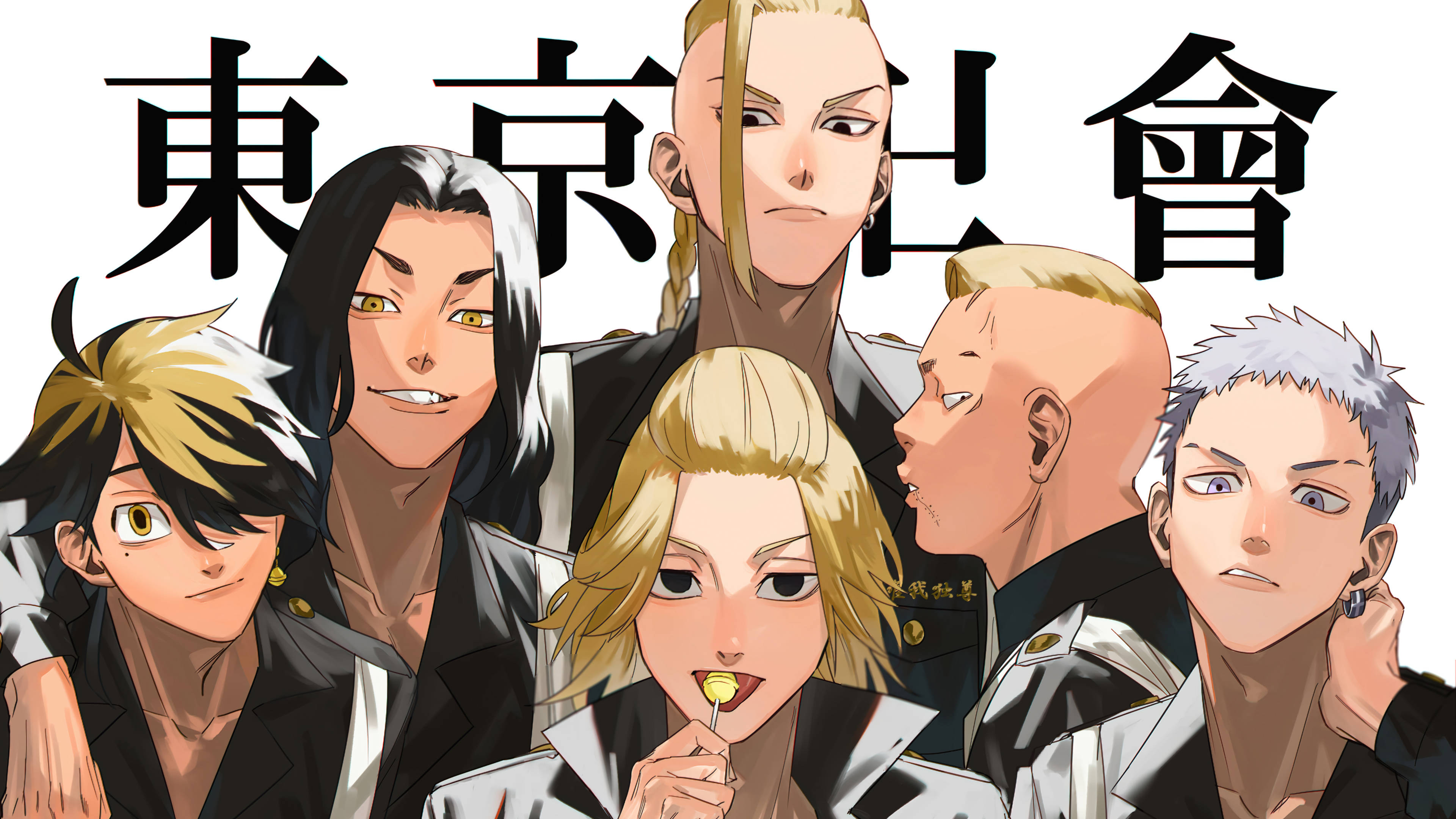 Tokyo Revengers Aesthetic, black and white uniforms, anime characters, 4K Desktop Wallpaper