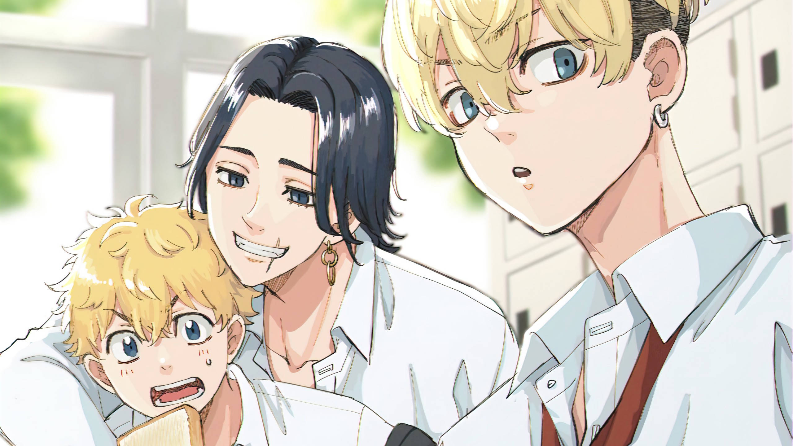 Tokyo Revengers Manga, classroom, white shirts, 2K Desktop Wallpaper