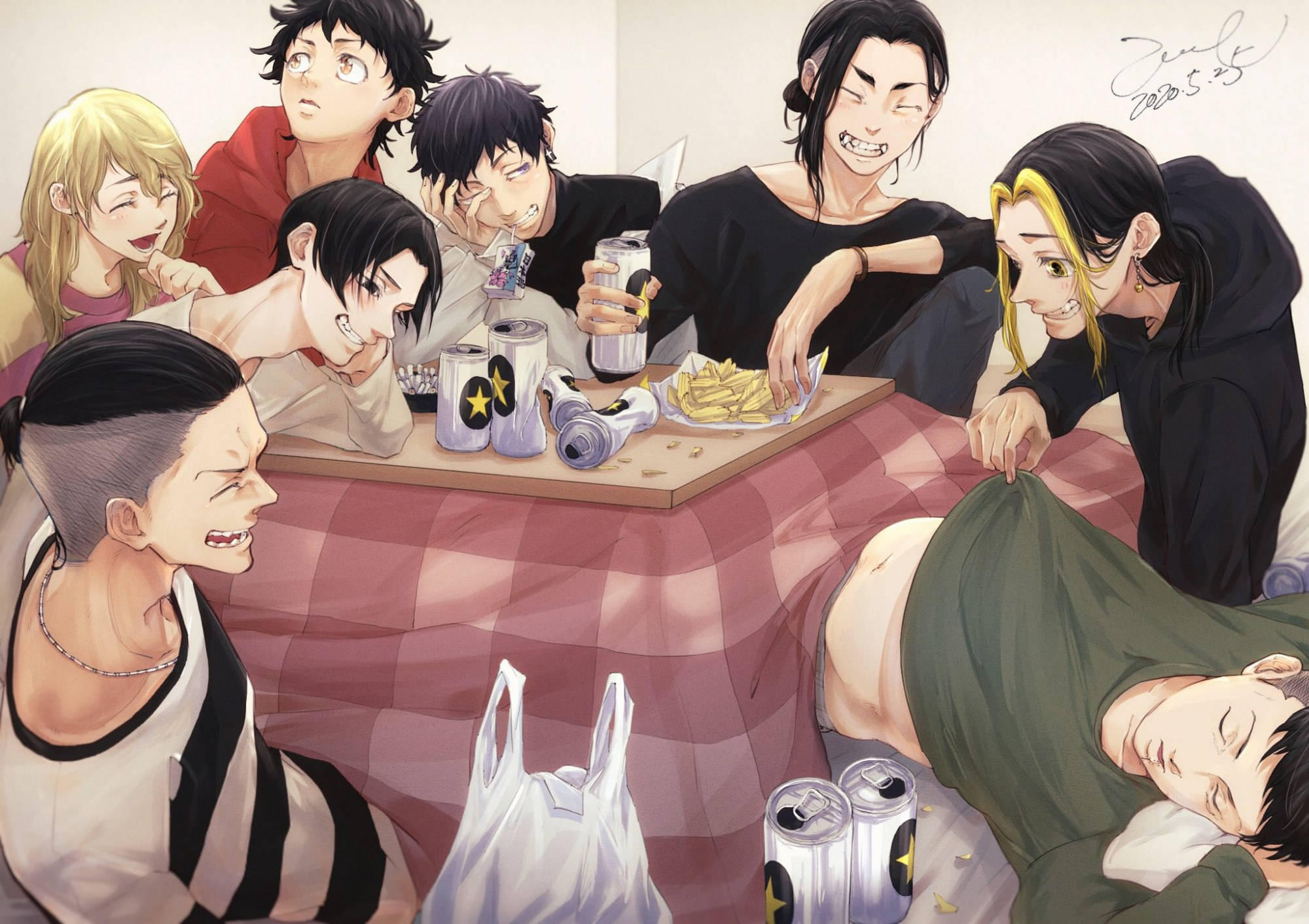 Tokyo Revengers Manga, anime characters, bed, Full HD Desktop Wallpaper