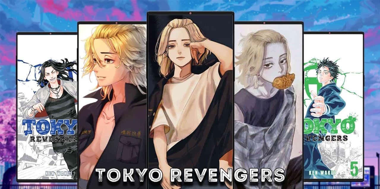 Tokyo Revengers, Mikey, vibrant purple and blue gradient background, HD Desktop Wallpaper