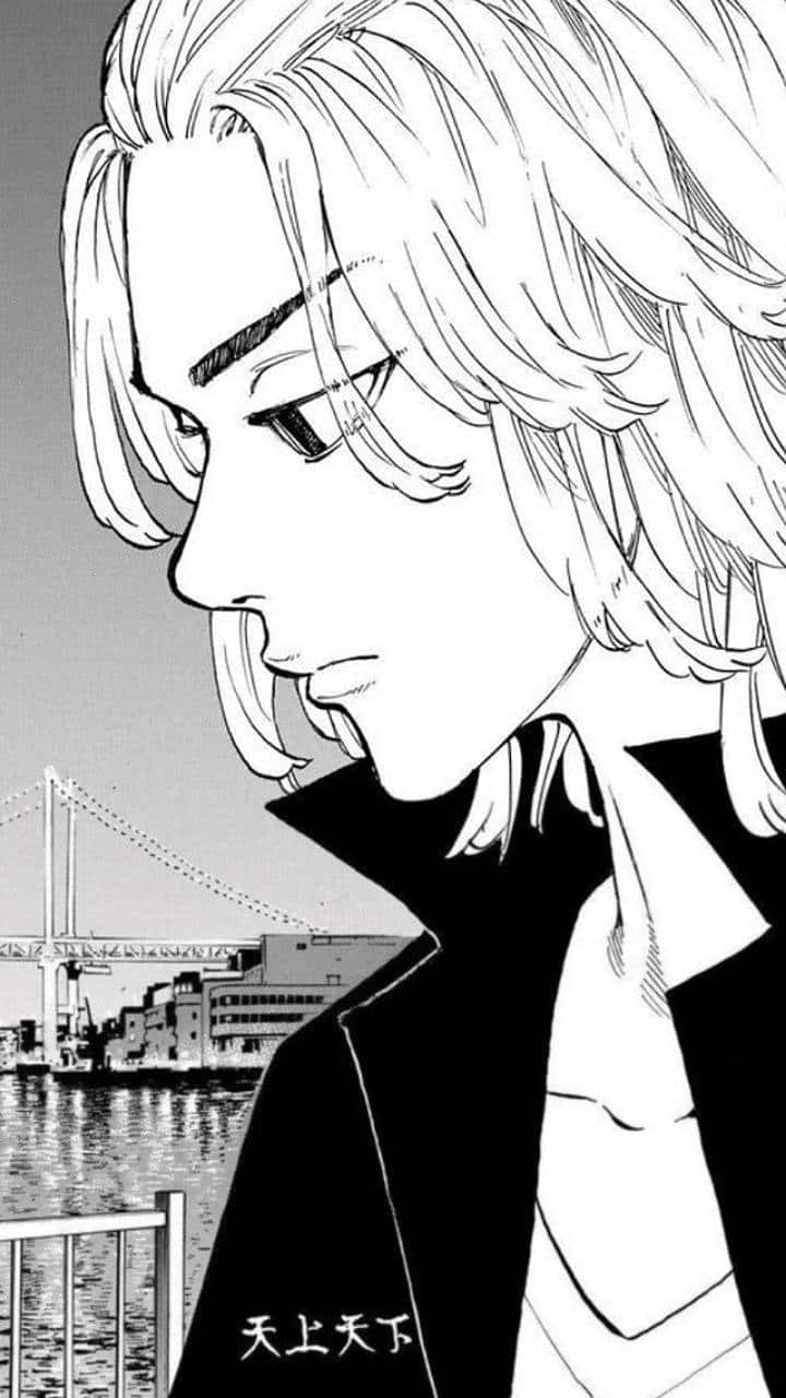 Tokyo Revengers Mikey, black and white anime character, tousled hair, HD Phone Wallpaper