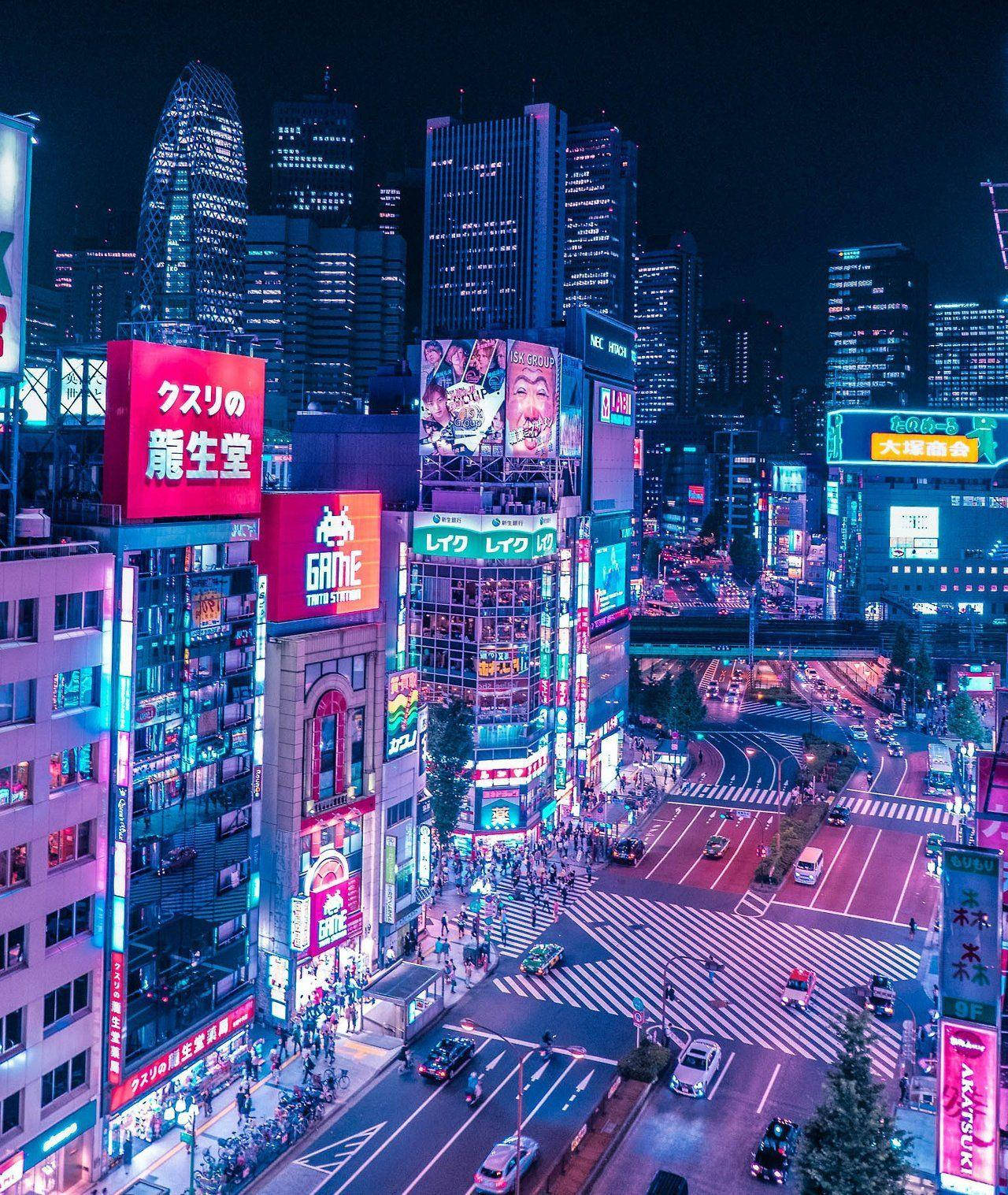 Tokyo, neon-lit, electric blues, HD Phone Wallpaper