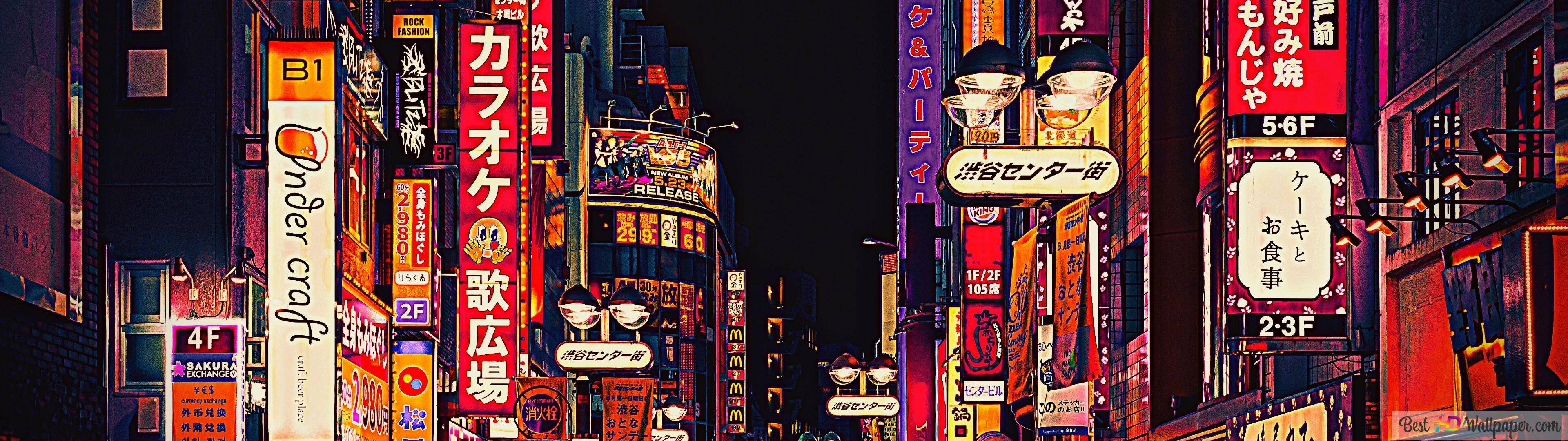 8 Bit Japan, Tokyo, neon signs, 4K Desktop Wallpaper