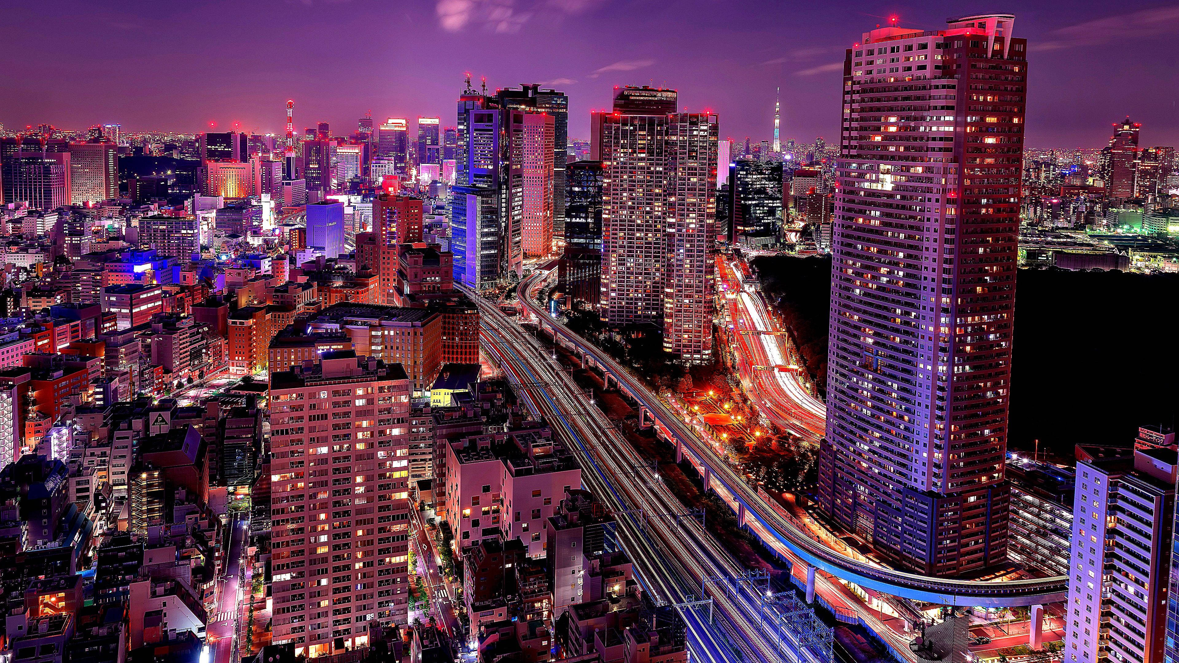 Seaside Top Observatory, Tokyo Skyline, nighttime cityscape, 4K Desktop Wallpaper