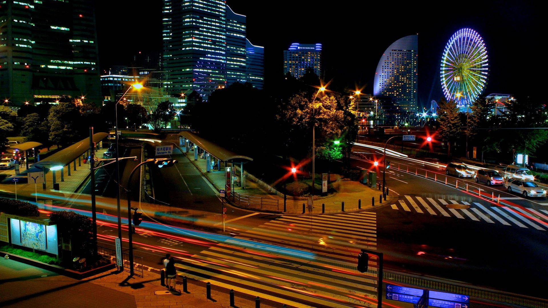 Tokyo, night cityscape, glowing skyscrapers, Full HD Desktop Wallpaper