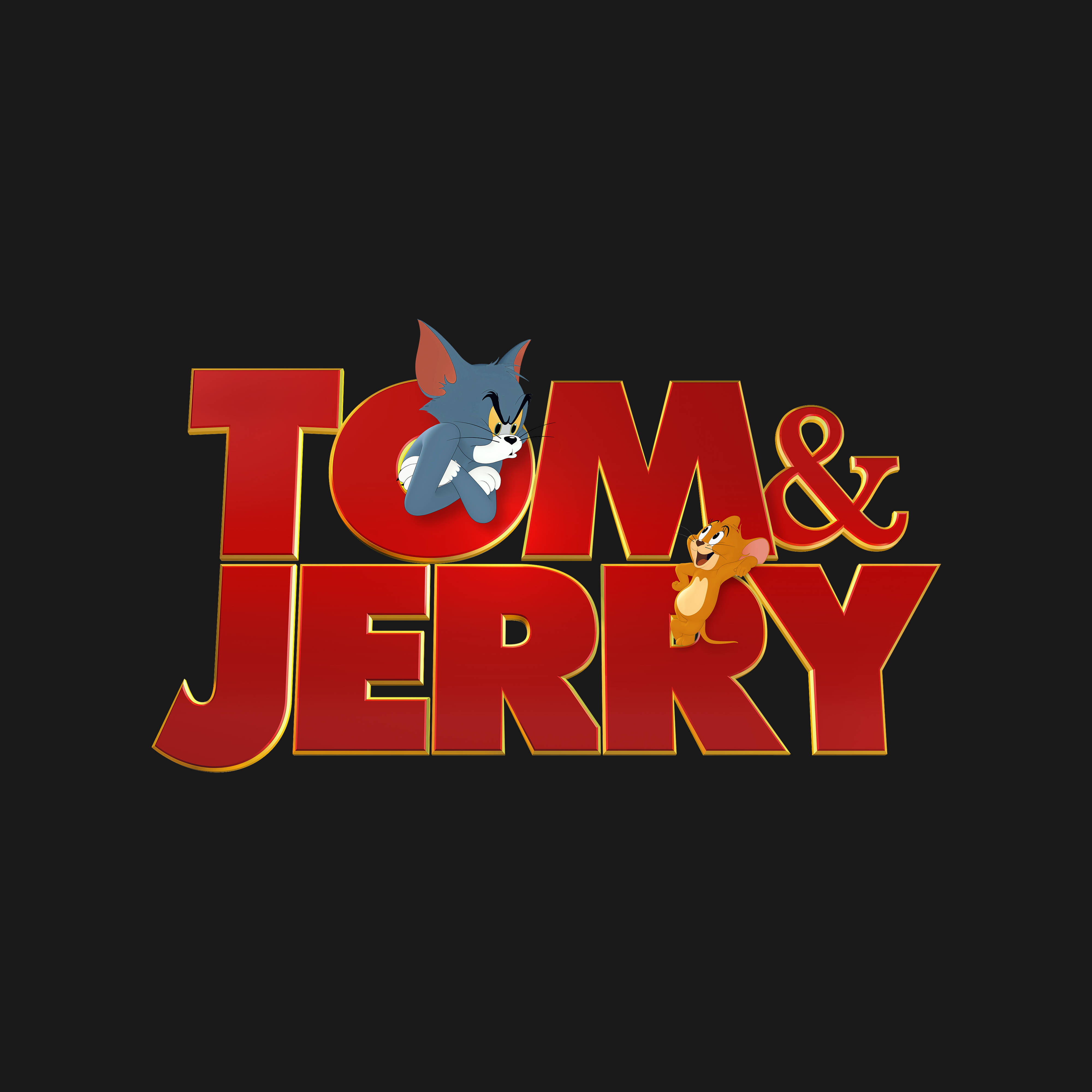 Tom And Jerry, red letters, cartoon characters, 4K Desktop Wallpaper