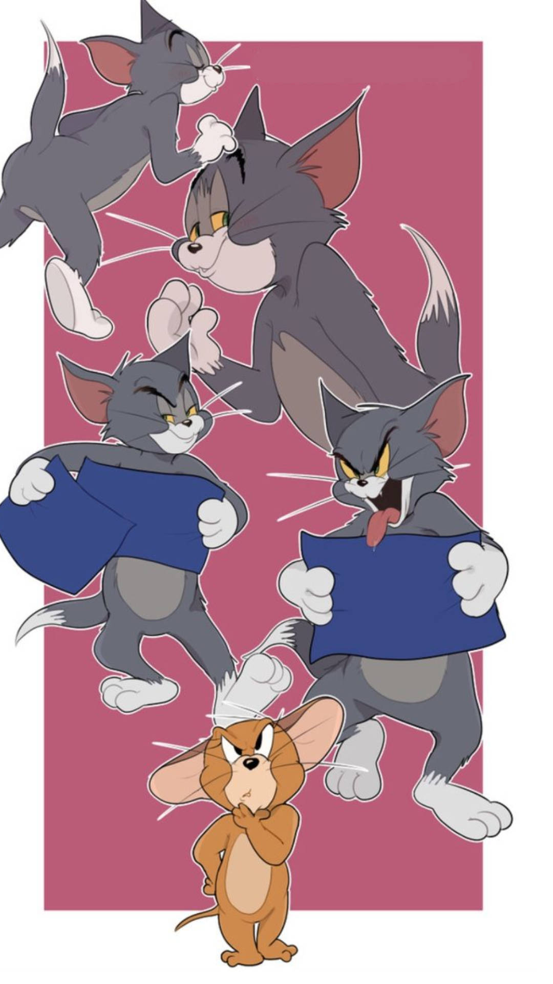 Tom, Jerry, pink background, Full HD Phone Wallpaper