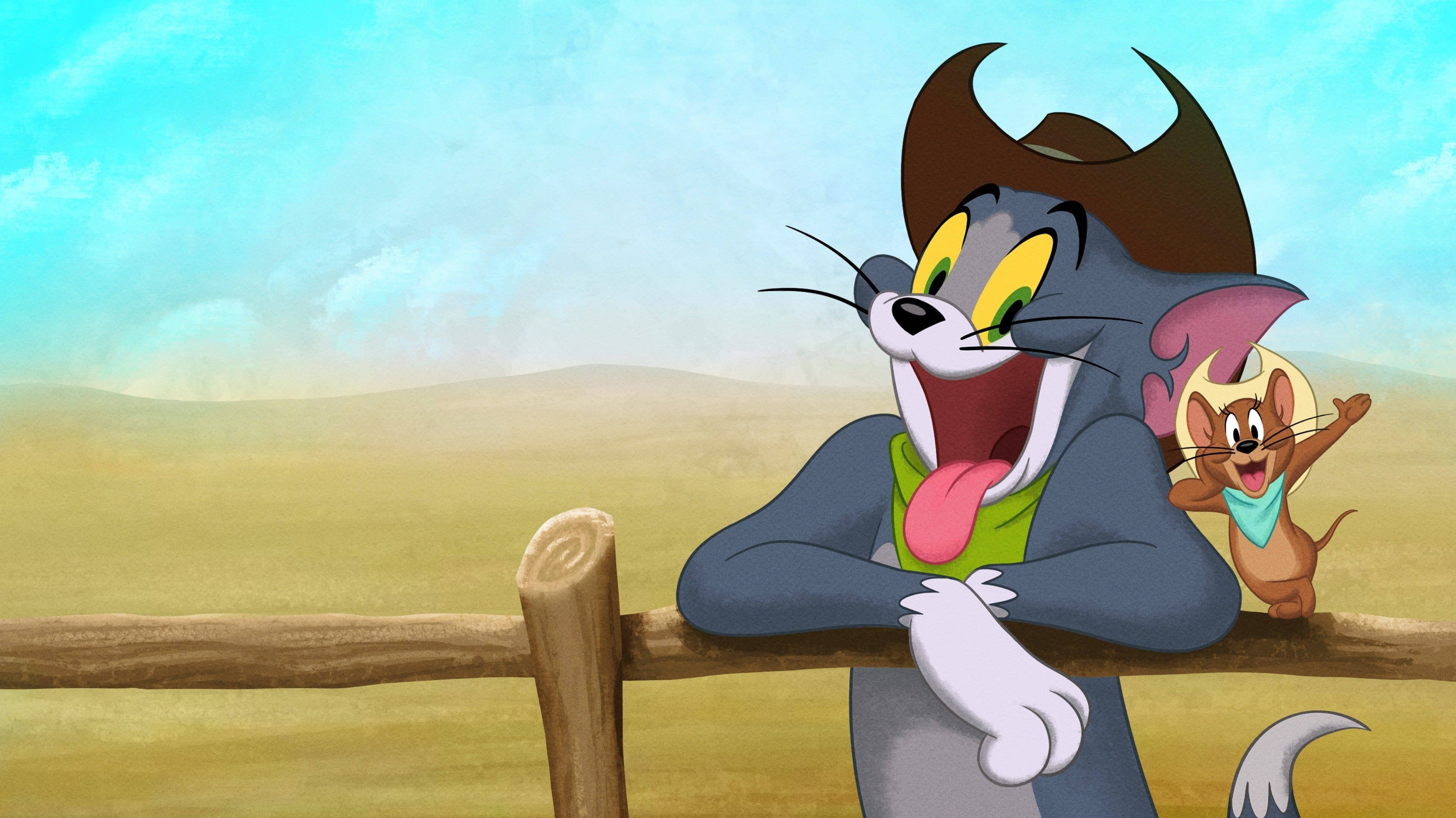Tom And Jerry, cowboy hats, wooden fence, 4K Desktop Wallpaper