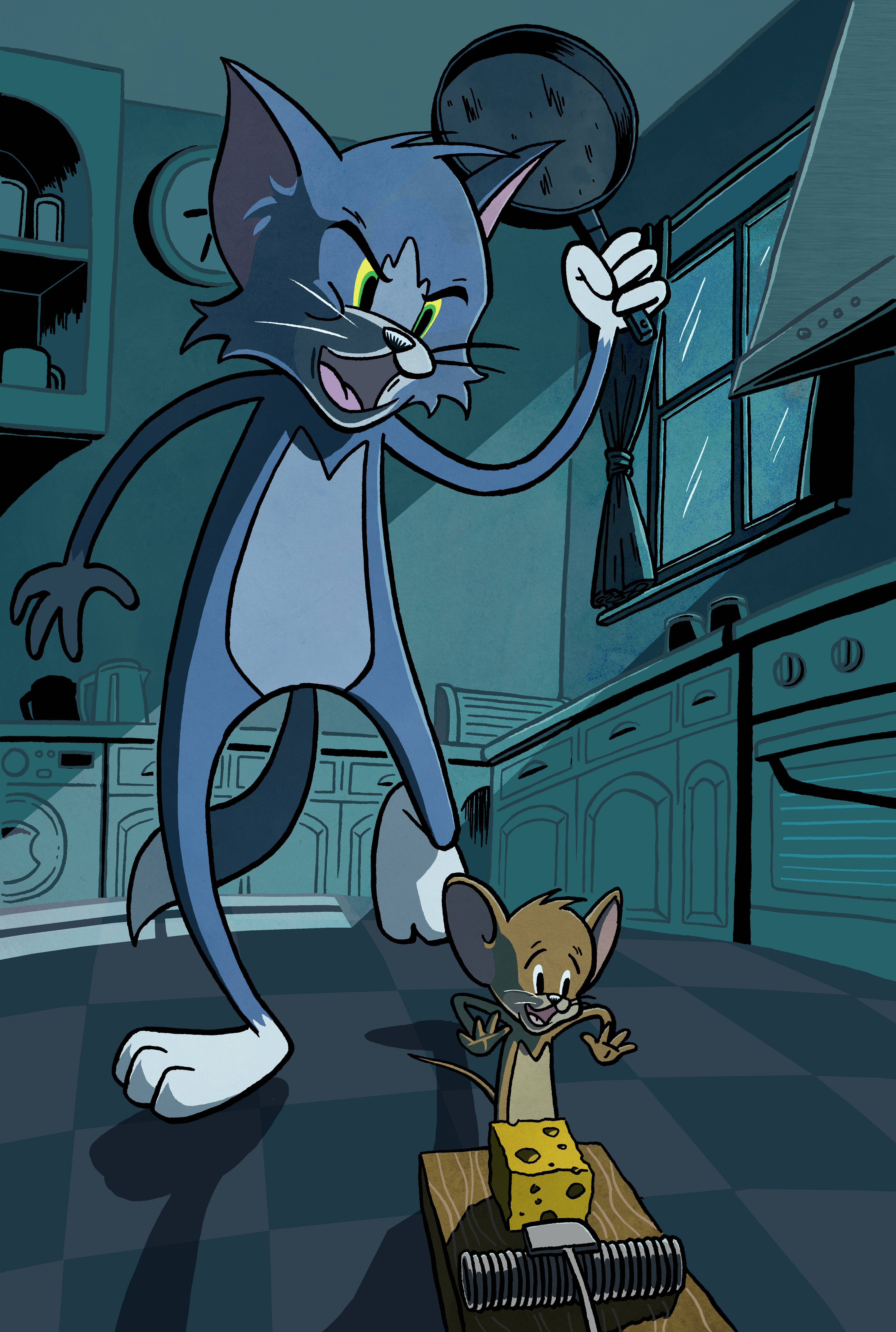 Tom, Jerry, frying pan, 5K Phone Wallpaper