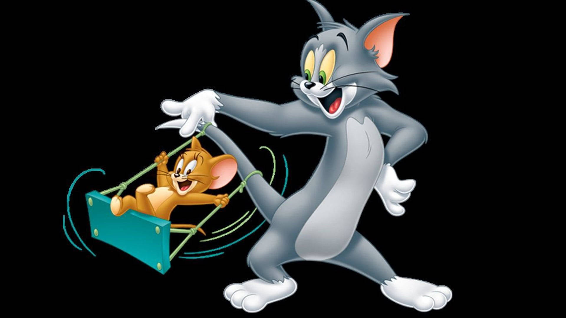 Tom, Jerry, teal seesaw, Full HD Desktop Wallpaper