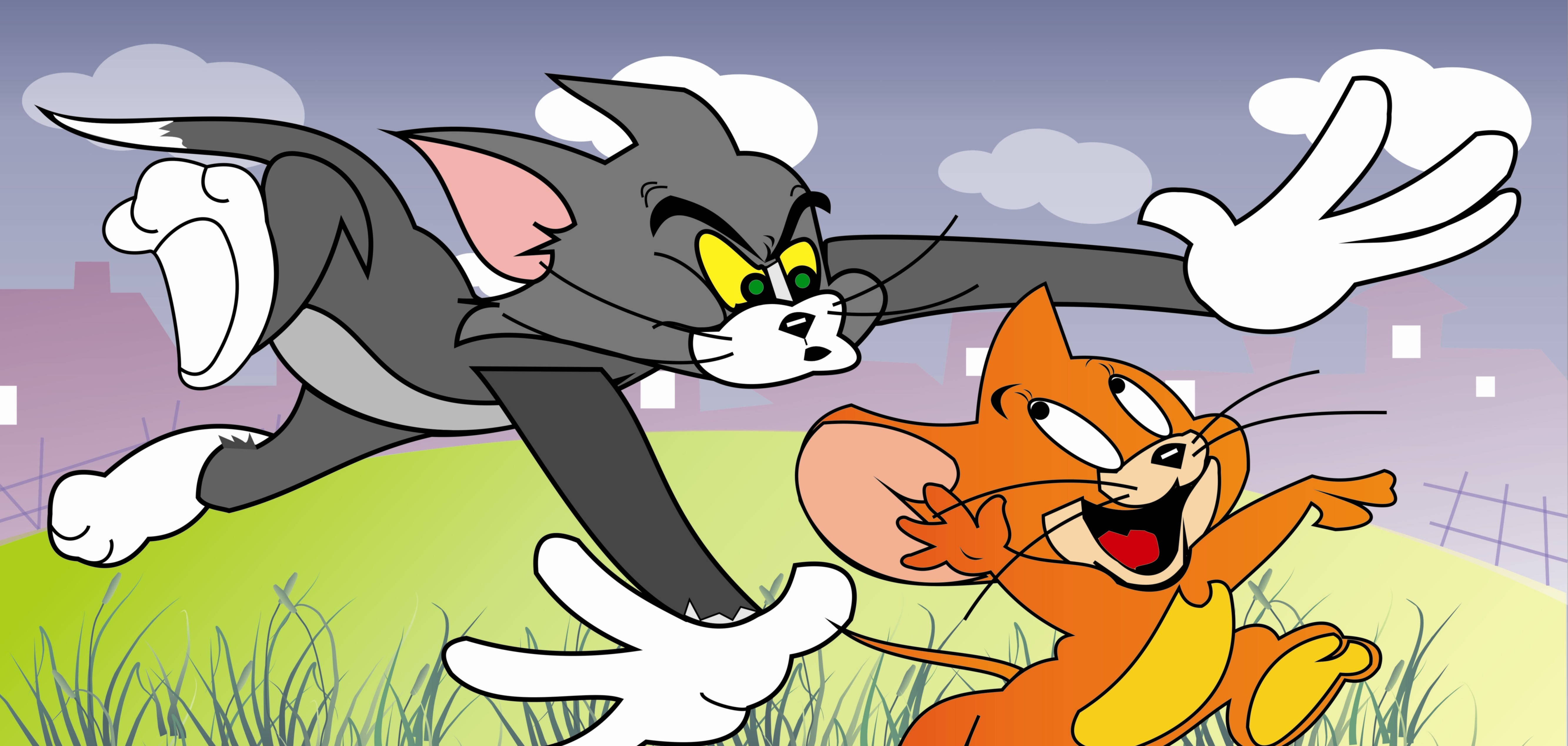 Tom, Jerry, grassy field, 5K Desktop Wallpaper