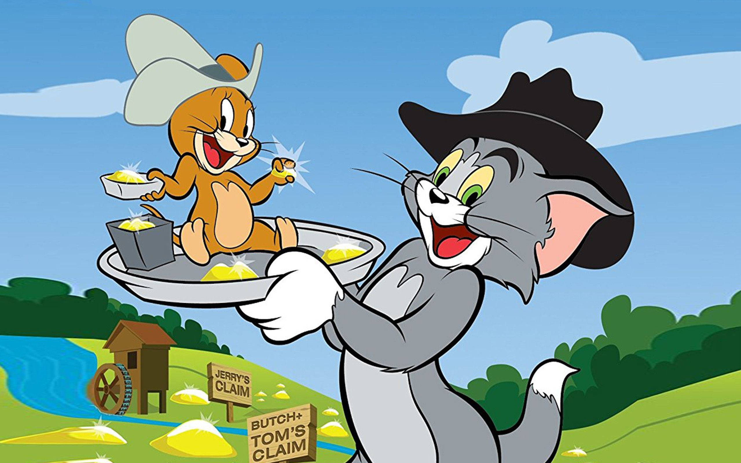 Tom, Jerry, gold mine, 2K Desktop Wallpaper