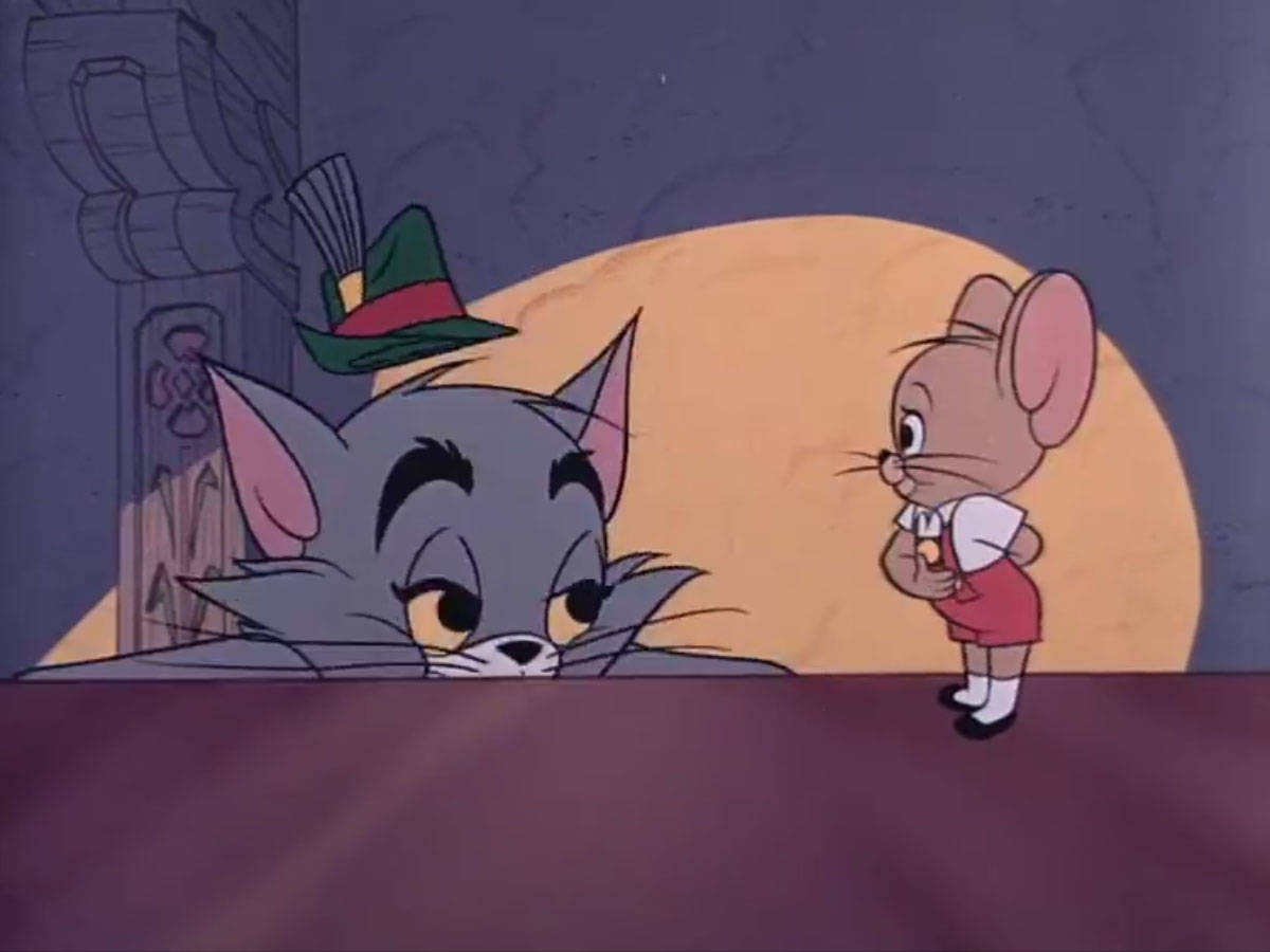 Tom, Jerry, orange moon, SD Desktop Wallpaper